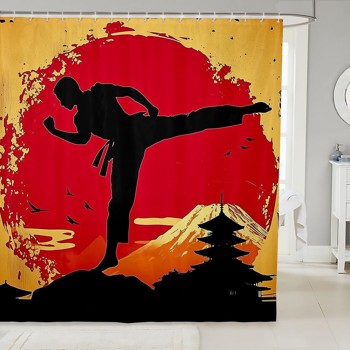 Feelyou Kids Taekwondo Shower Curtain Set 72x84 1