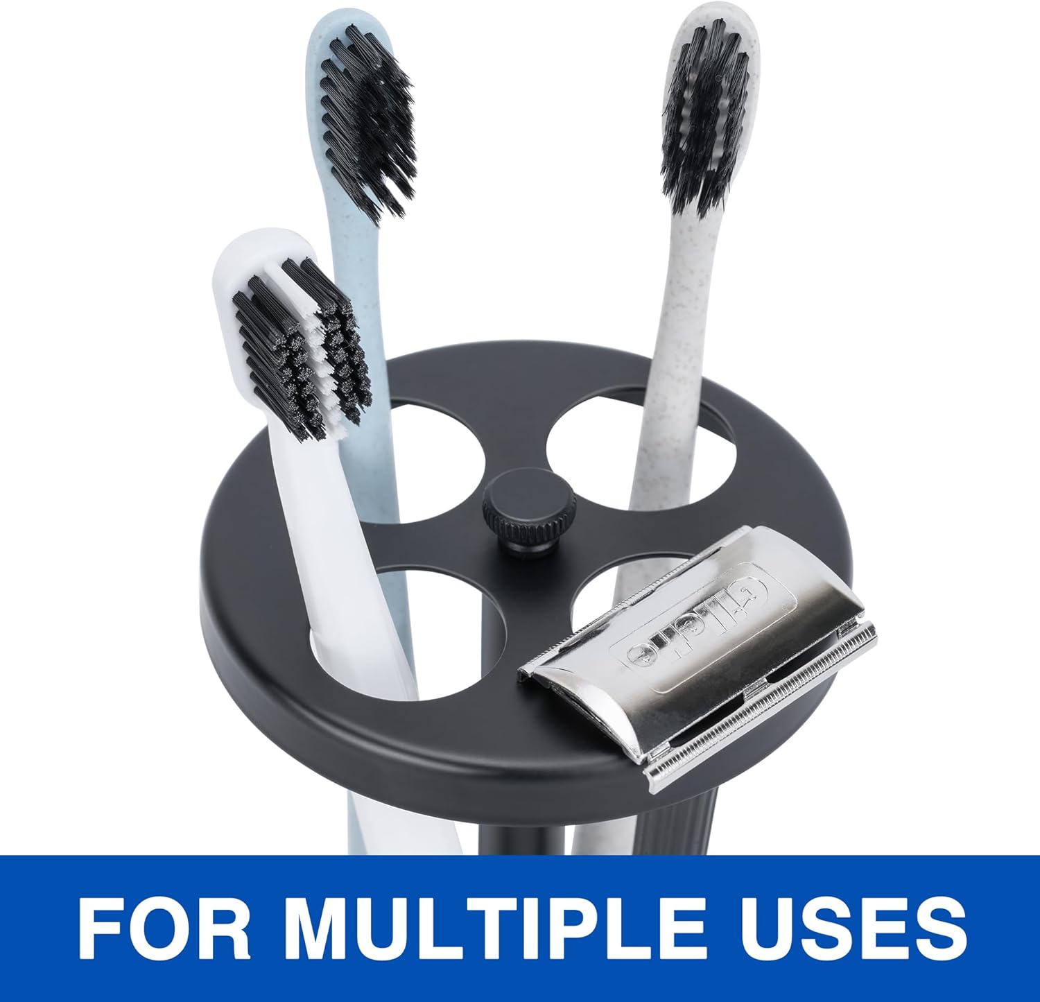Black Stainless Toothbrush Holder Stand for Bathroom