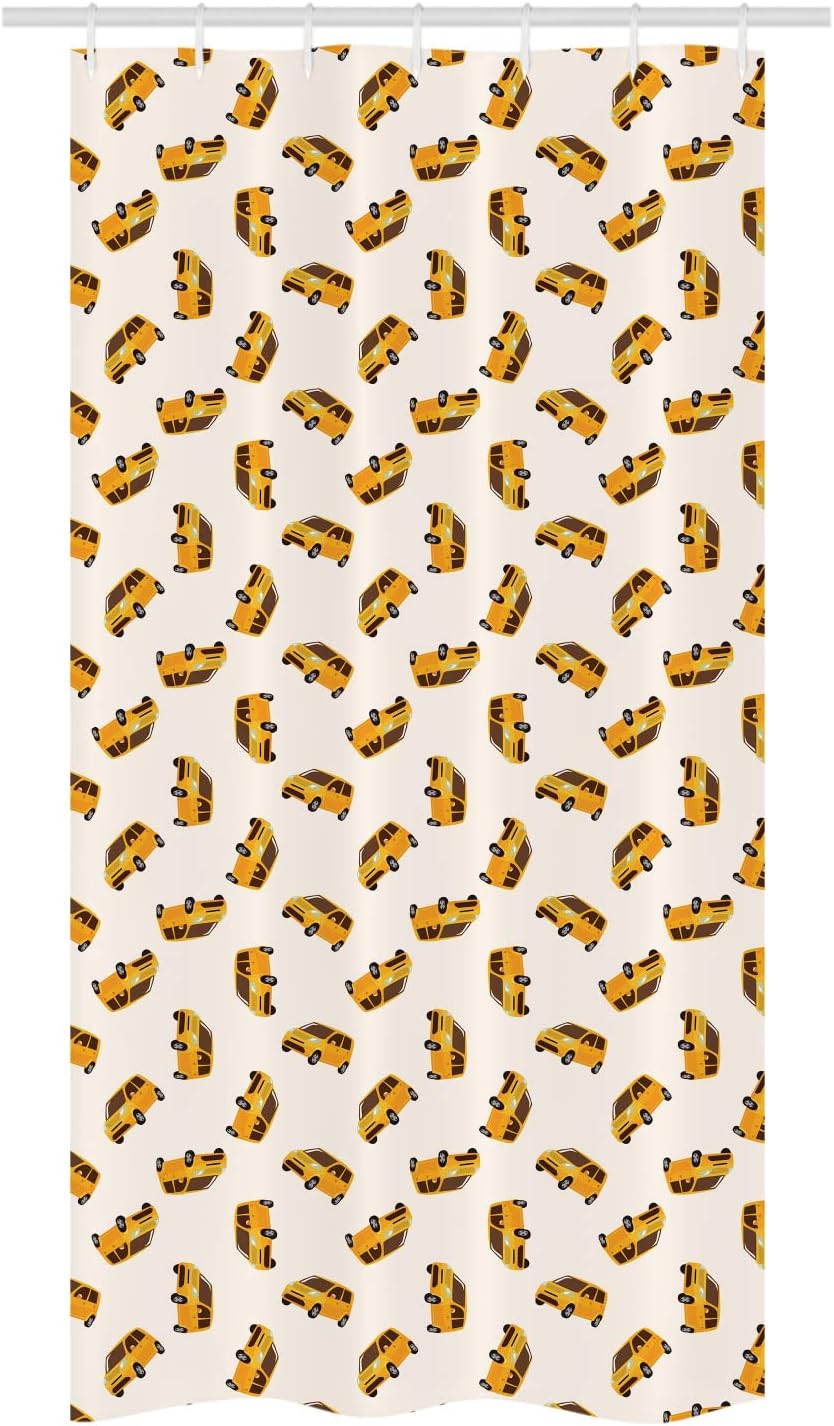 Ambesonne Car Stall Cartoon Shower Curtain Set