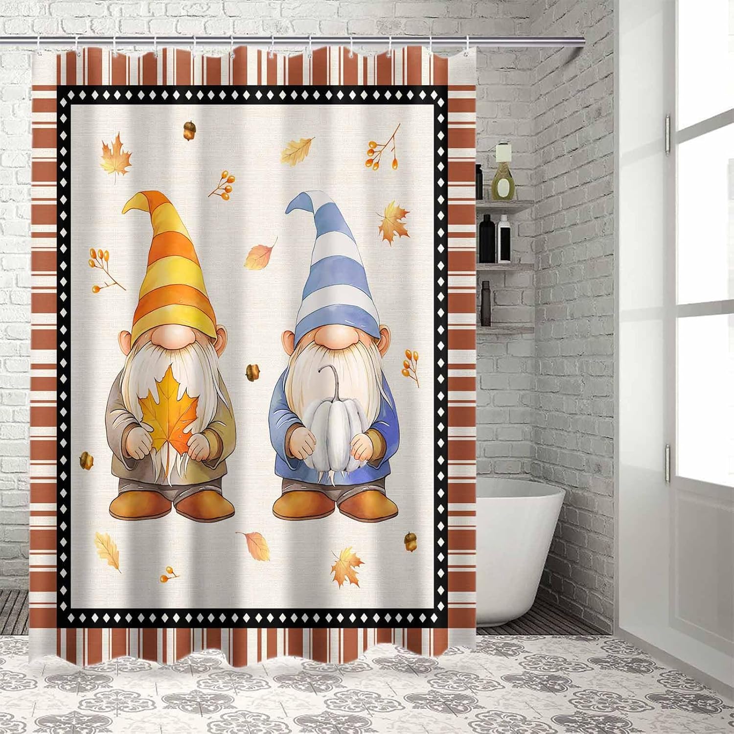 Funnywall88 72x72 Inch Dwarfs Retro Shower Curtain Set with 12 Hooks