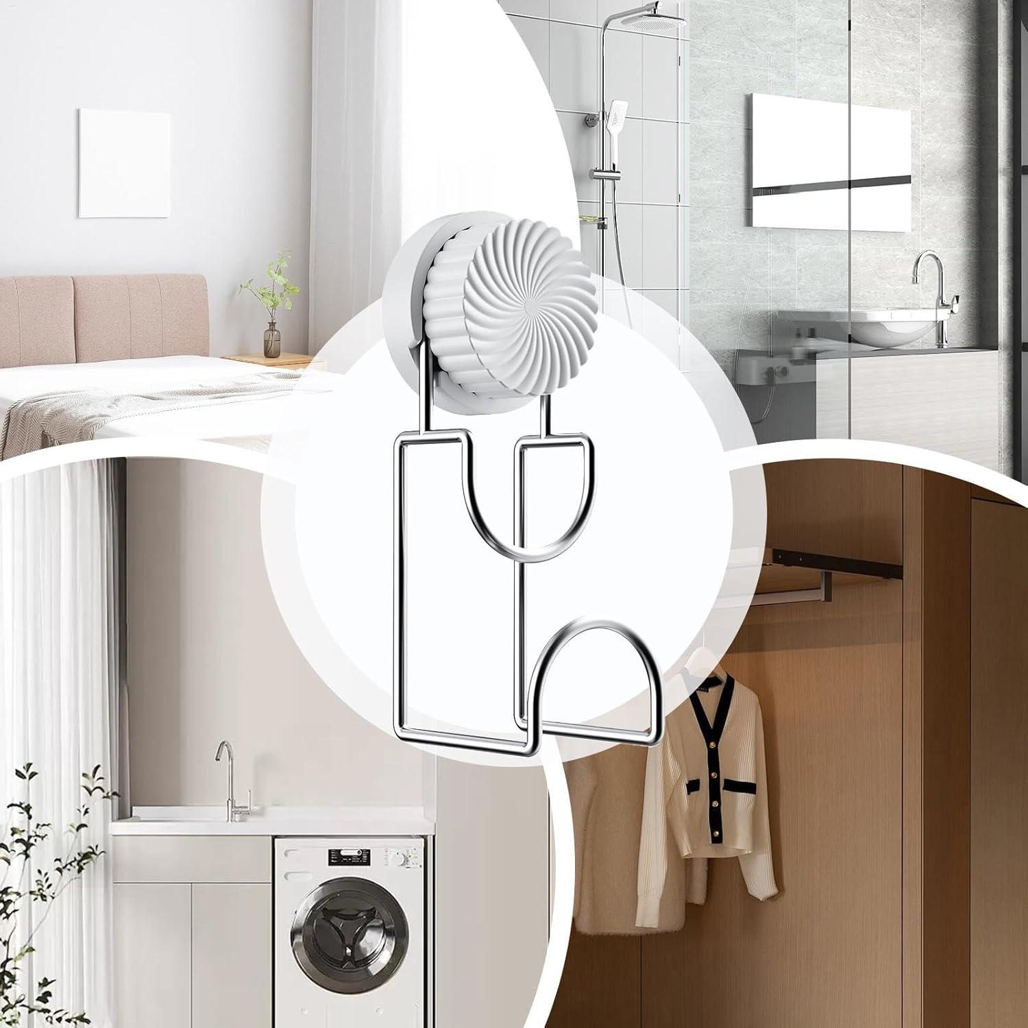 Rotating Suction Cup Shower Hook for Towels and Toiletries