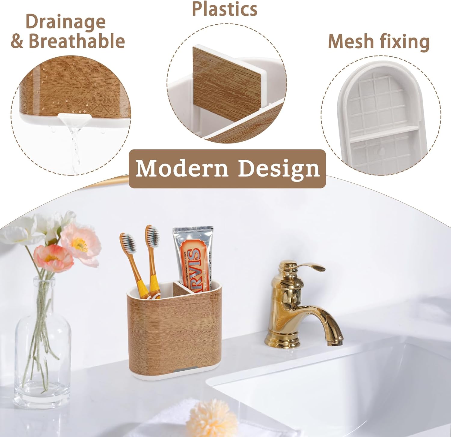 Chintu Toothbrush Holder with Divider and Toothpaste Stand