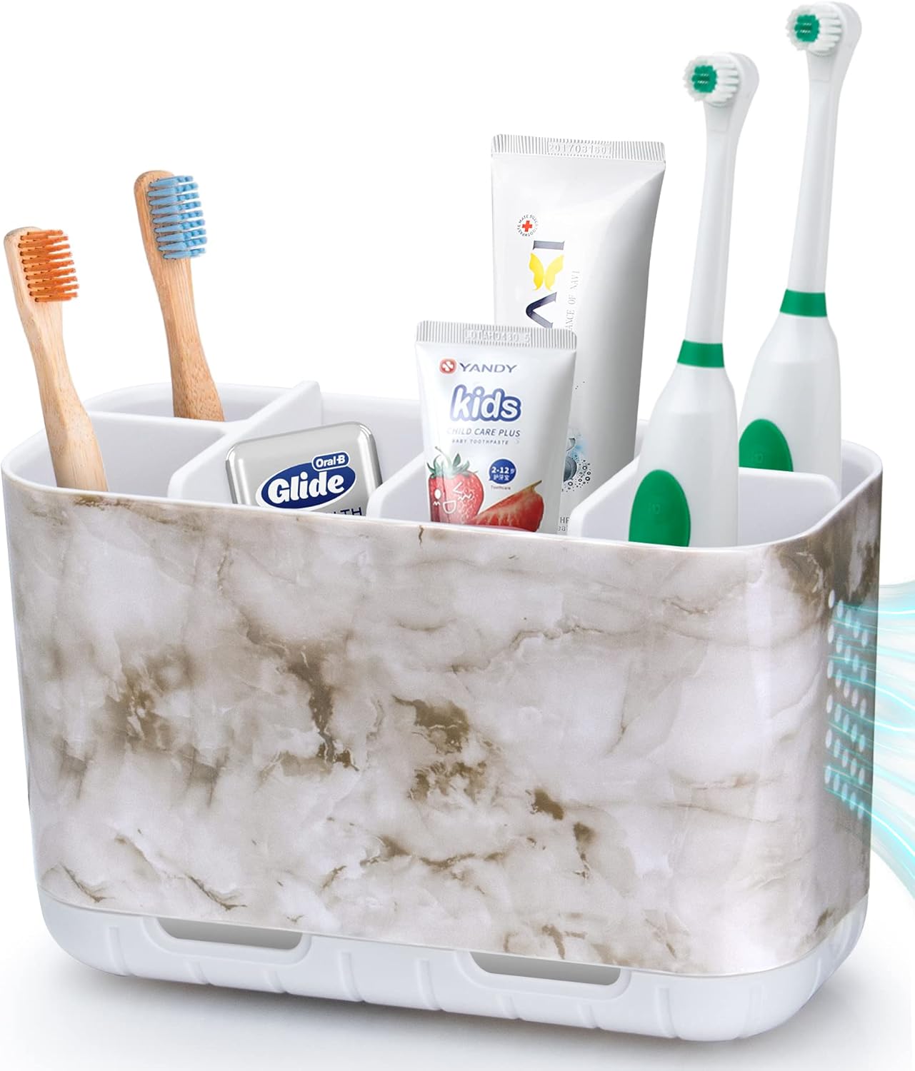Boperzi 6-Slot Marble Toothbrush Holder with Drainage
