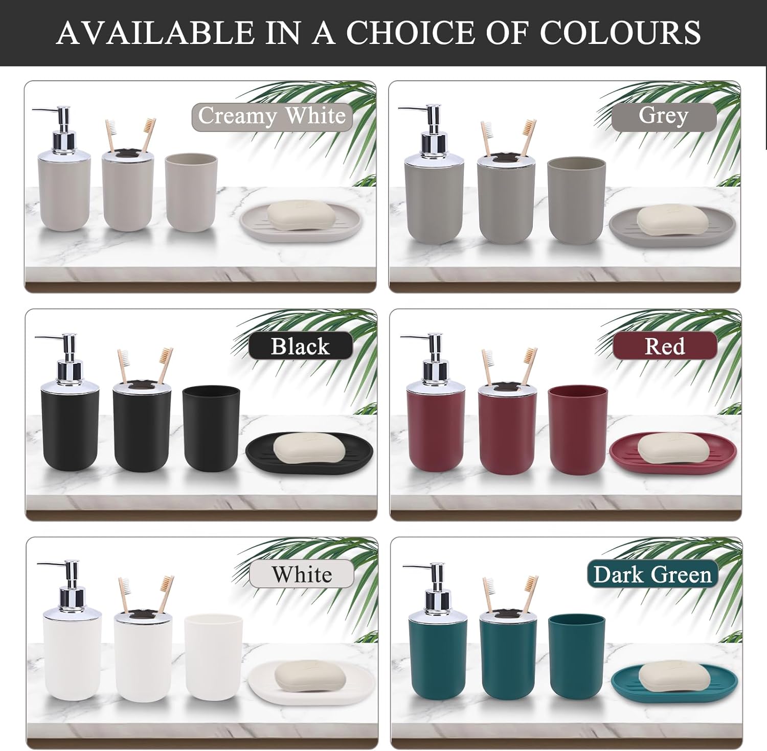 LGURT 4-Piece Bathroom Accessory Set Plastic Black