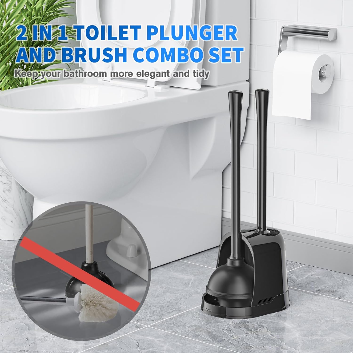 LOVLOY 2-in-1 Toilet Plunger and Brush Set