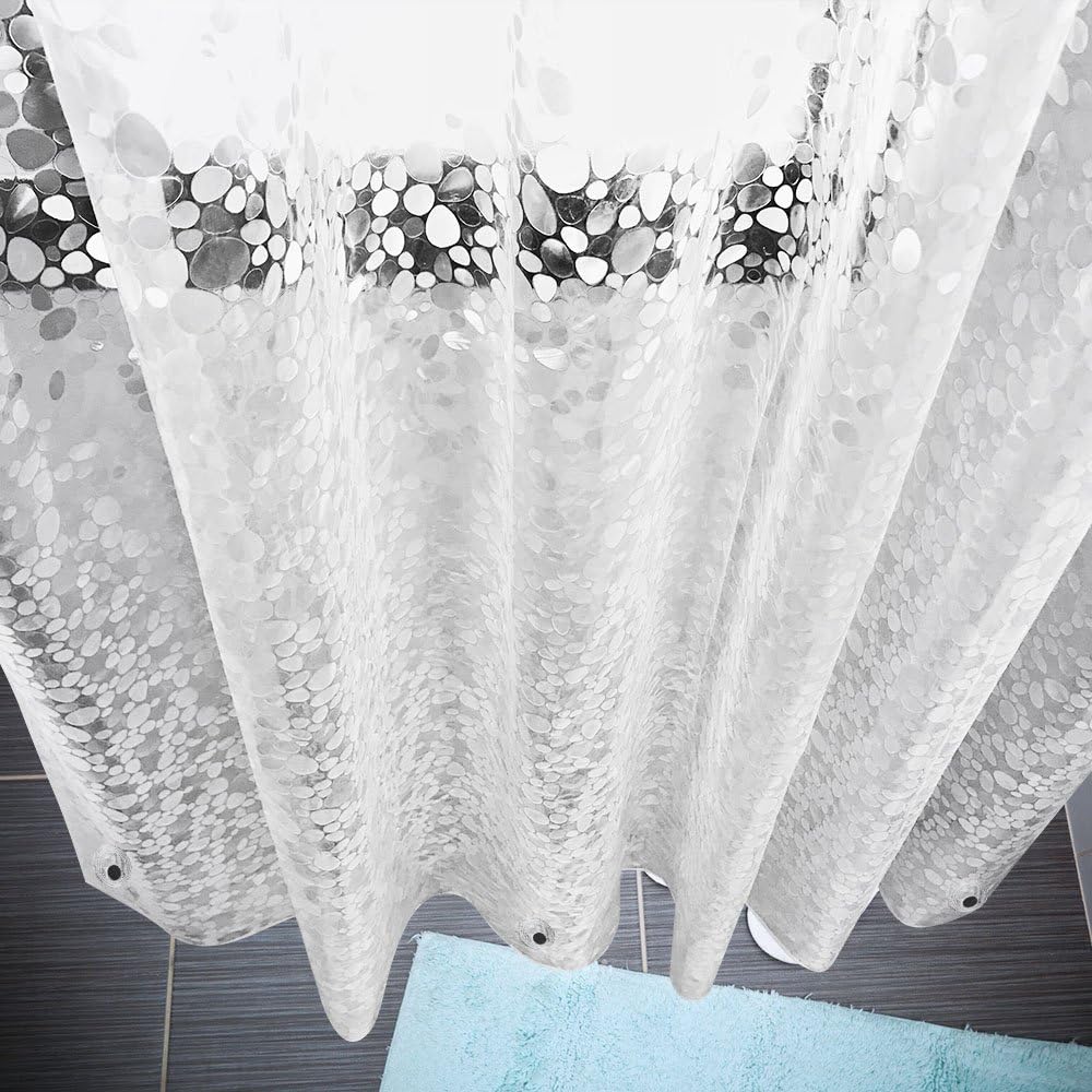 AooHome 72x66 Inch Shower Curtain with Bottom Magnets and 3D Stone Pattern