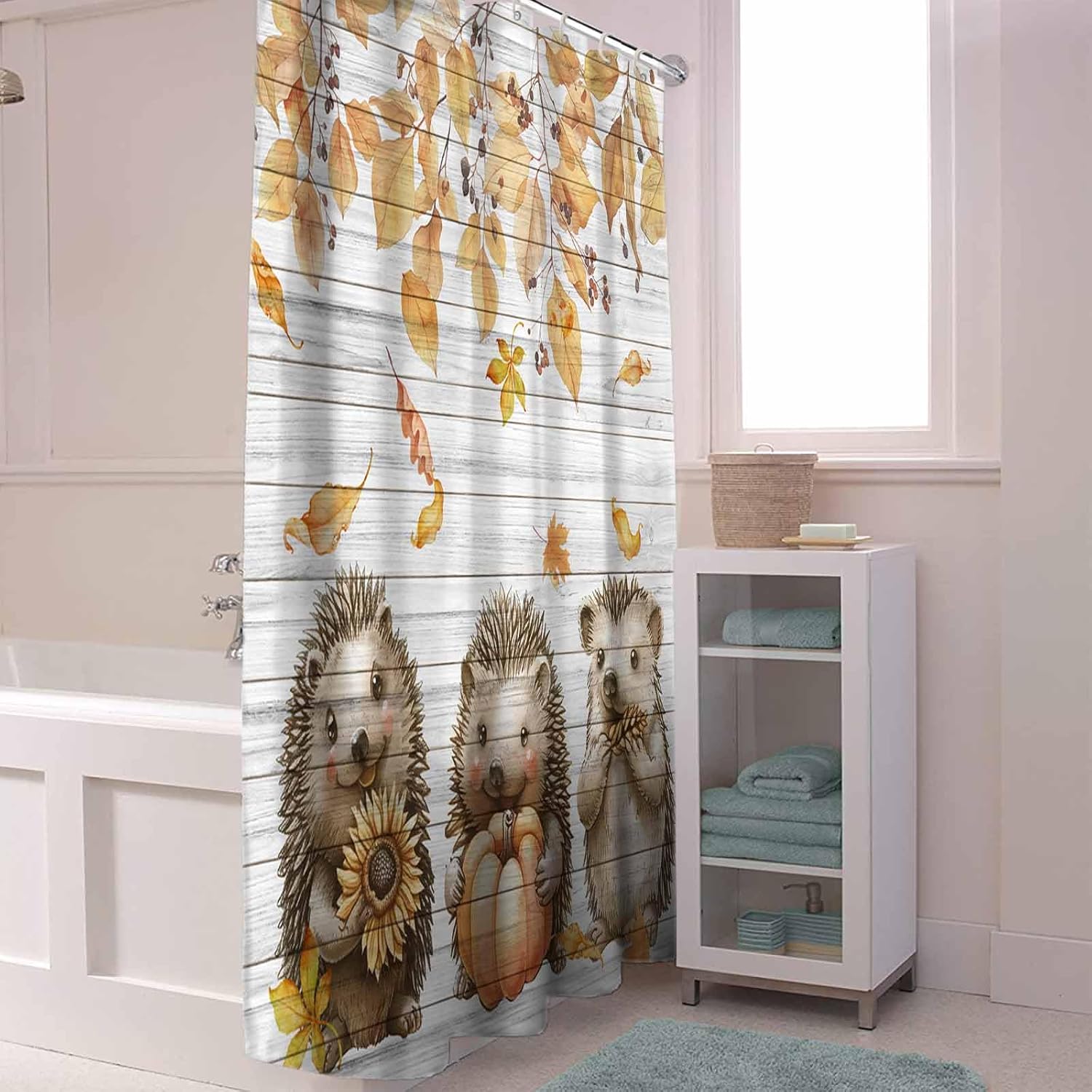 72 Inches Textured Shower Curtain Set with 12 Hooks