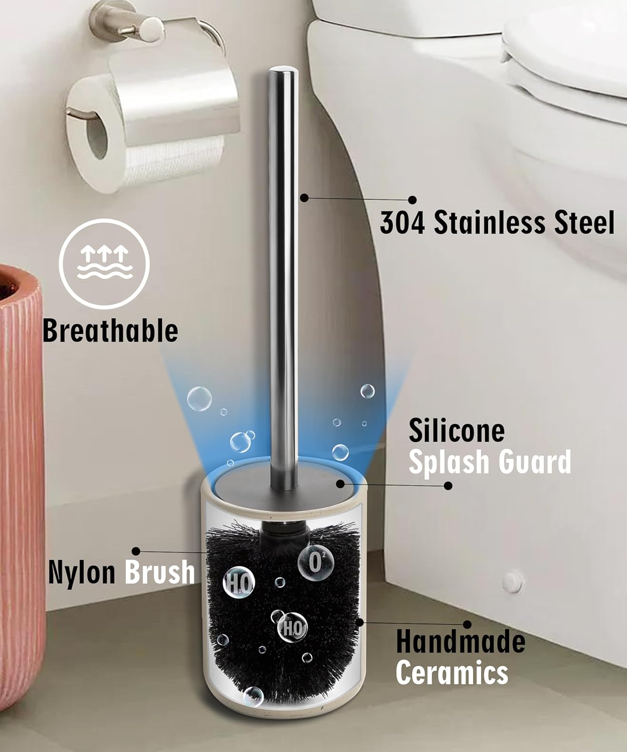 Viosuniu Ceramic Toilet Brush and Holder Set