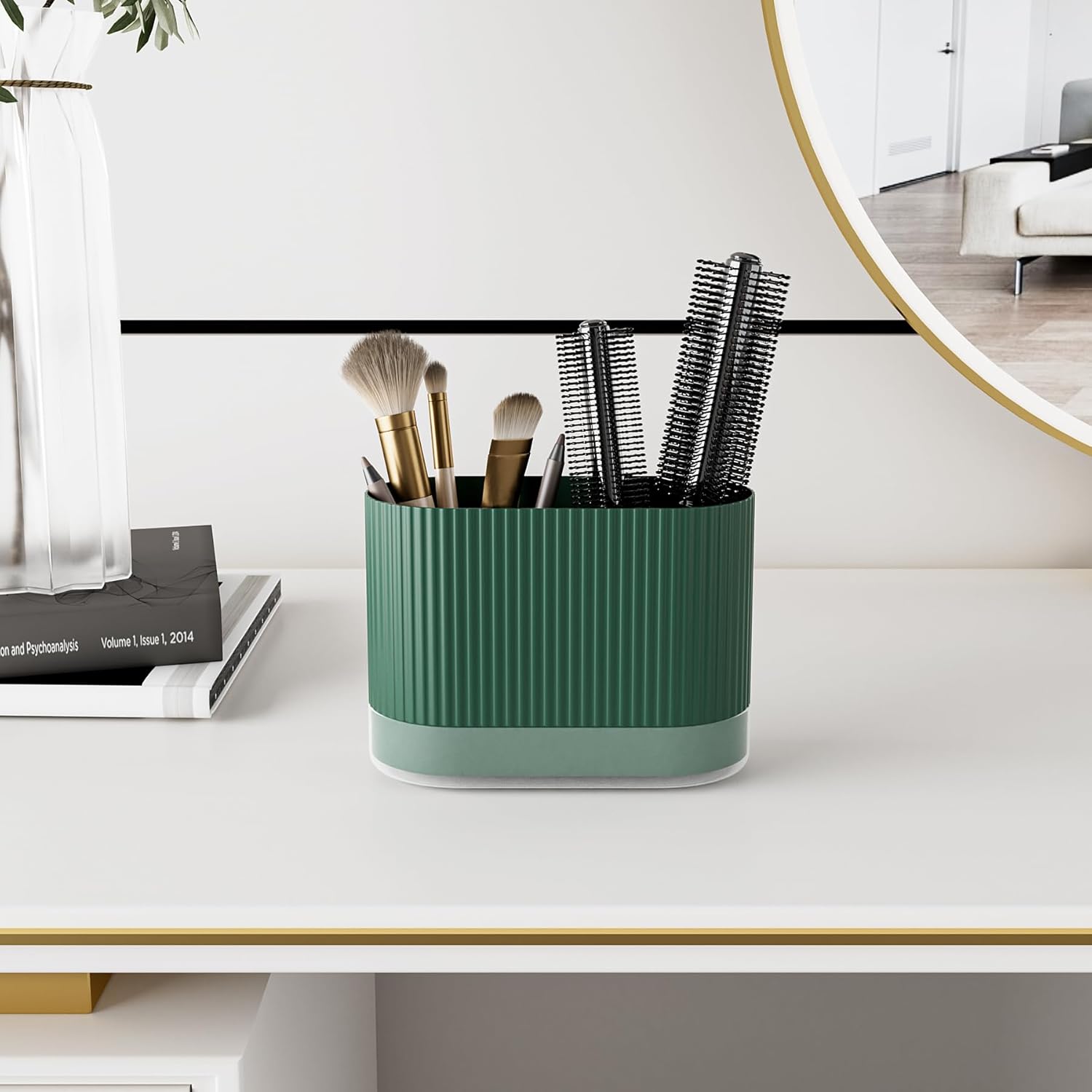 Green Kids Toothbrush Holder with Drainage and Drip Tray
