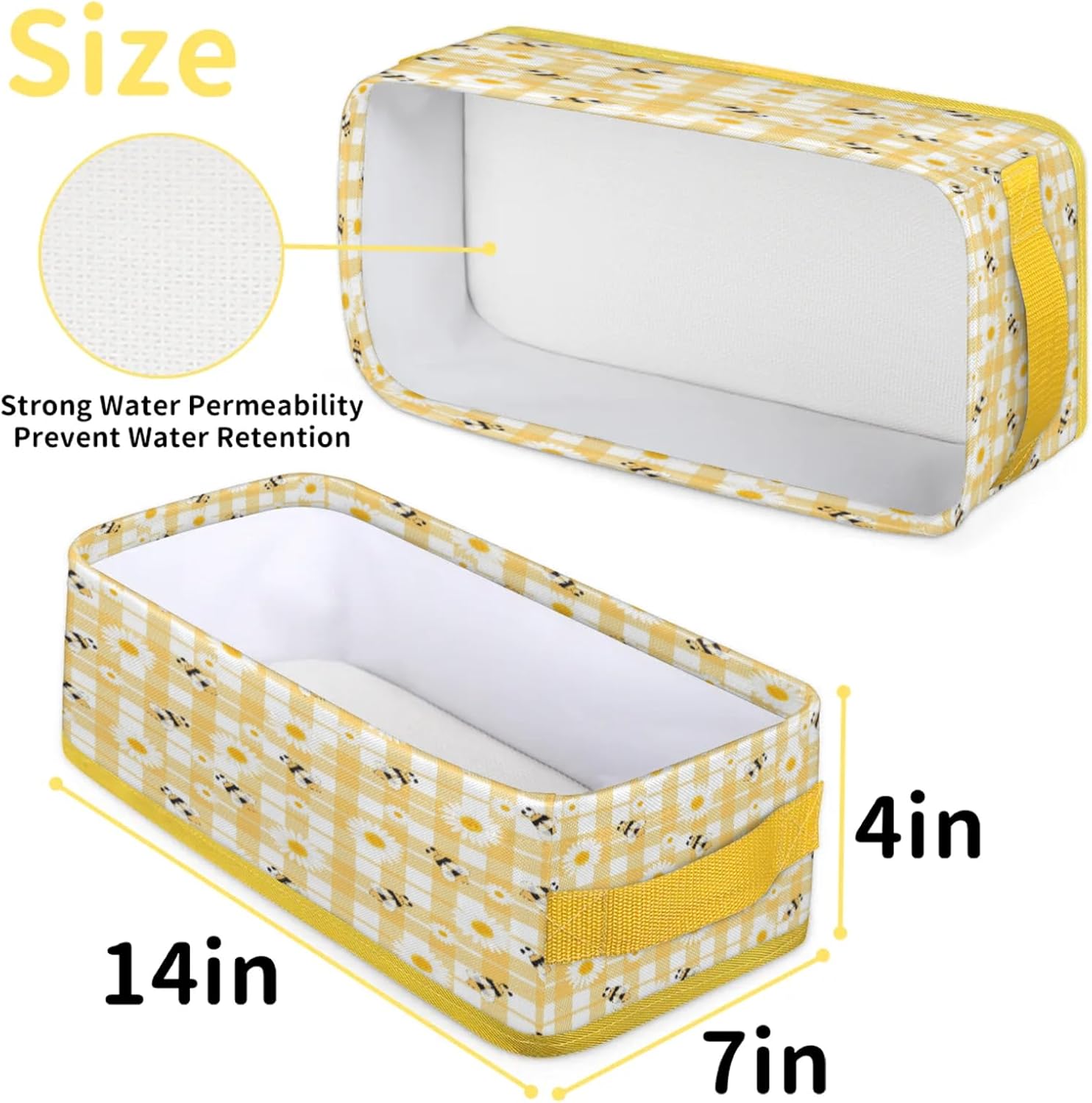 Daisy Toilet Tank Topper Paper Basket with Handles