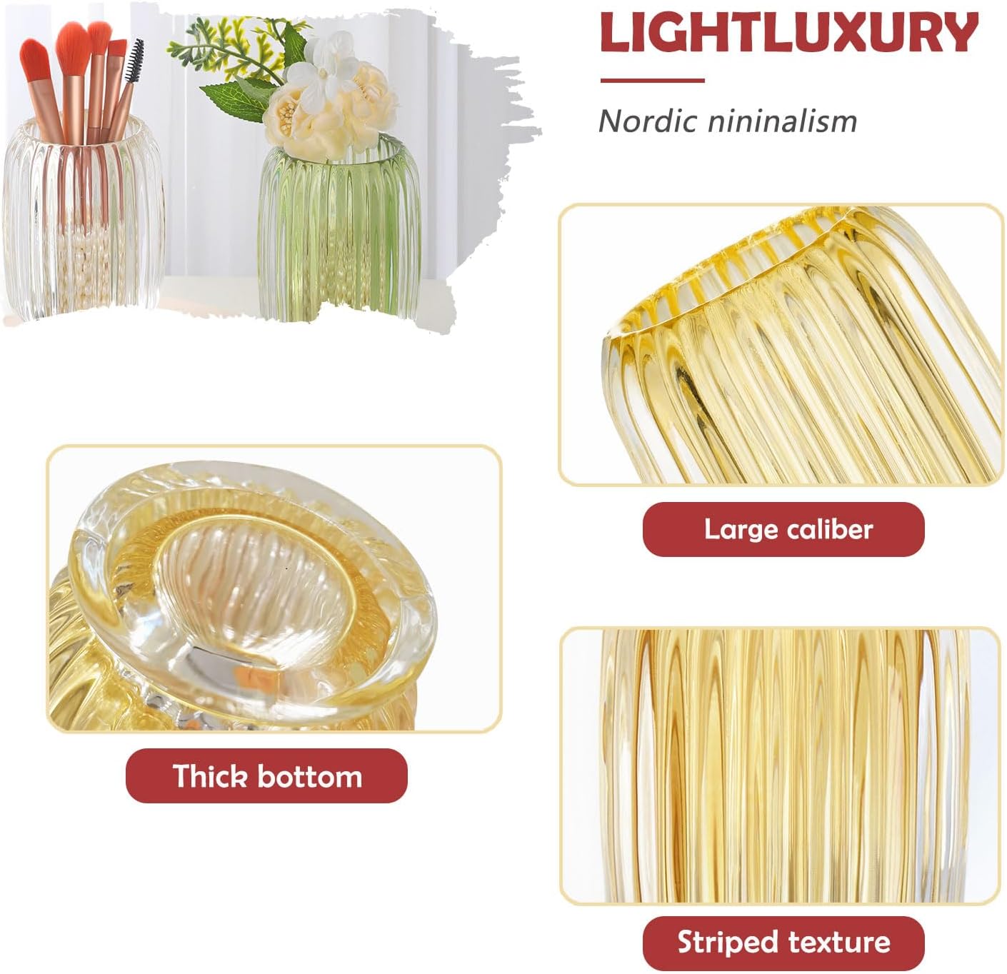 VanEnjoy Clear Glass Toothbrush Holder with Stripe Design