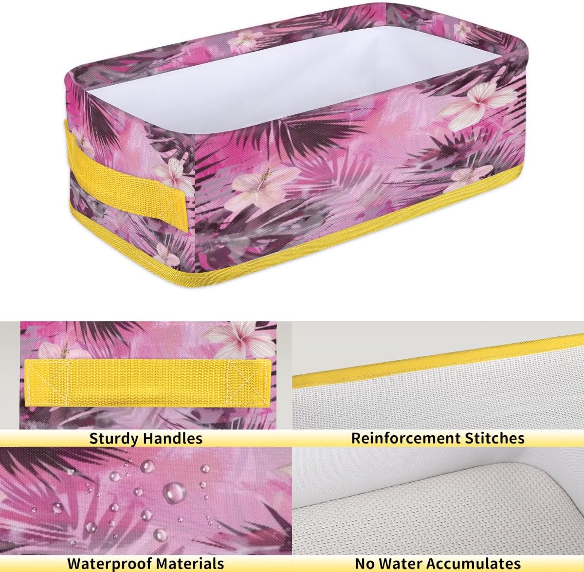 Flower Tropical Toilet Paper Basket with Handle 1