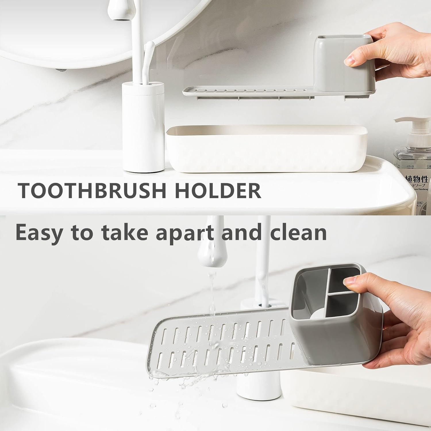 Vowupt Toothbrush Holder Set - 3 Slots Sturdy White