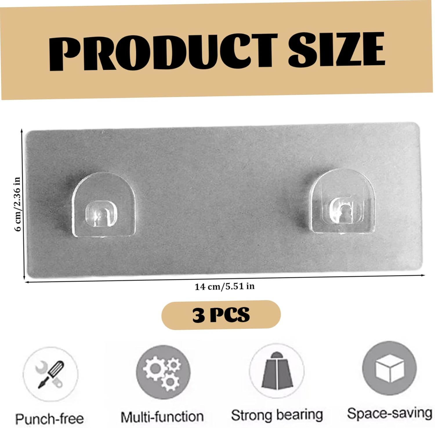 Pesoncarl 3PCS Waterproof Adhesive Shower Hooks