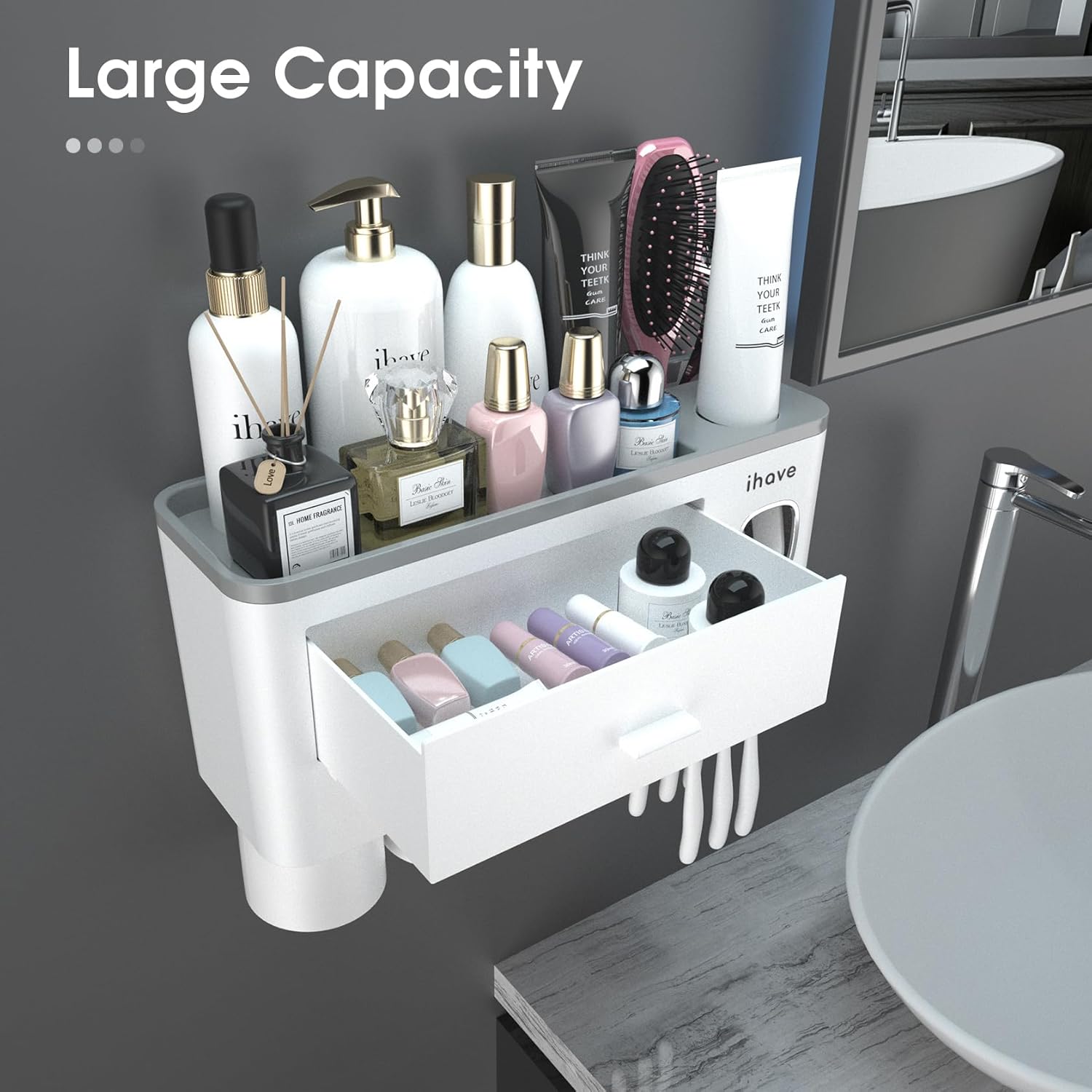 iHave Wall Mounted Toothbrush Holder with Dispenser 1