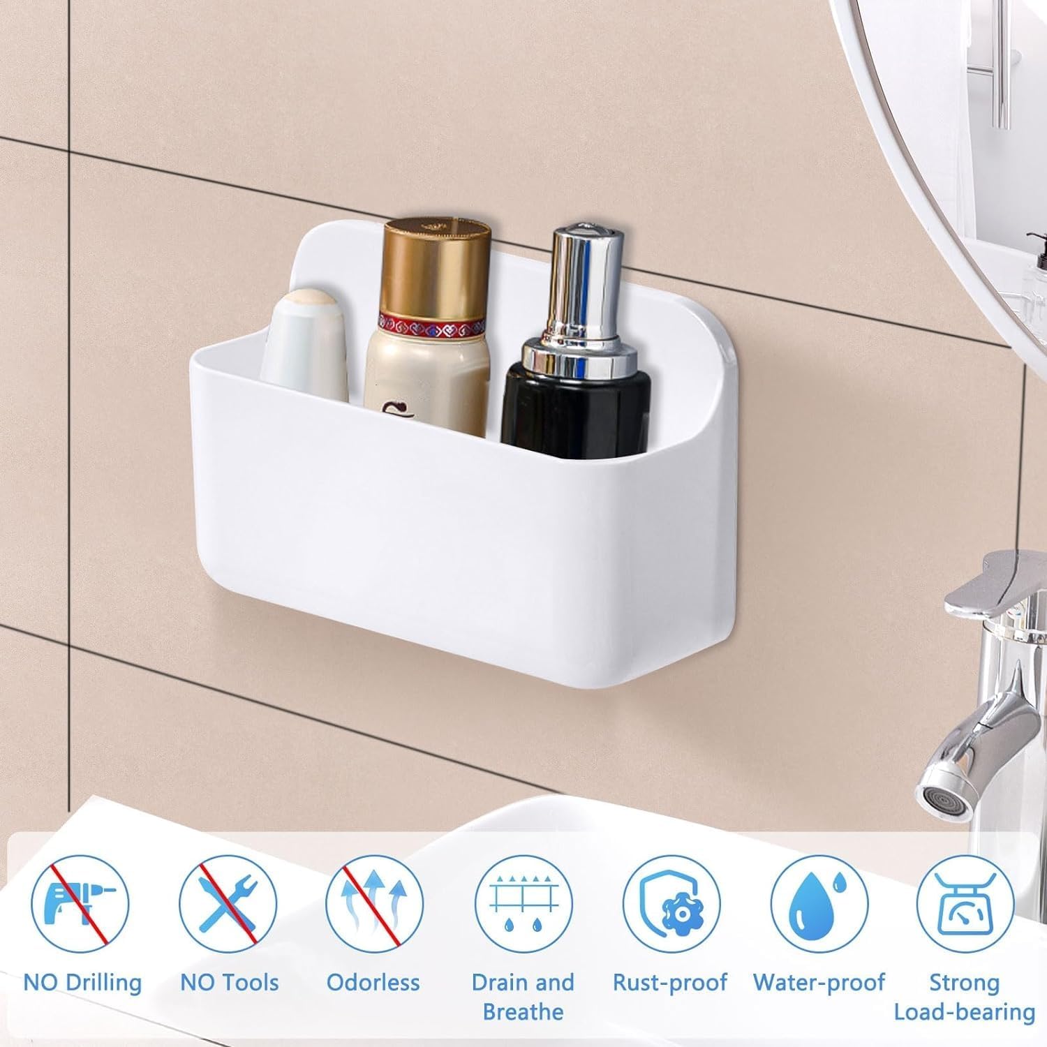 ANRUI Wall Mounted Shower Shelf - White