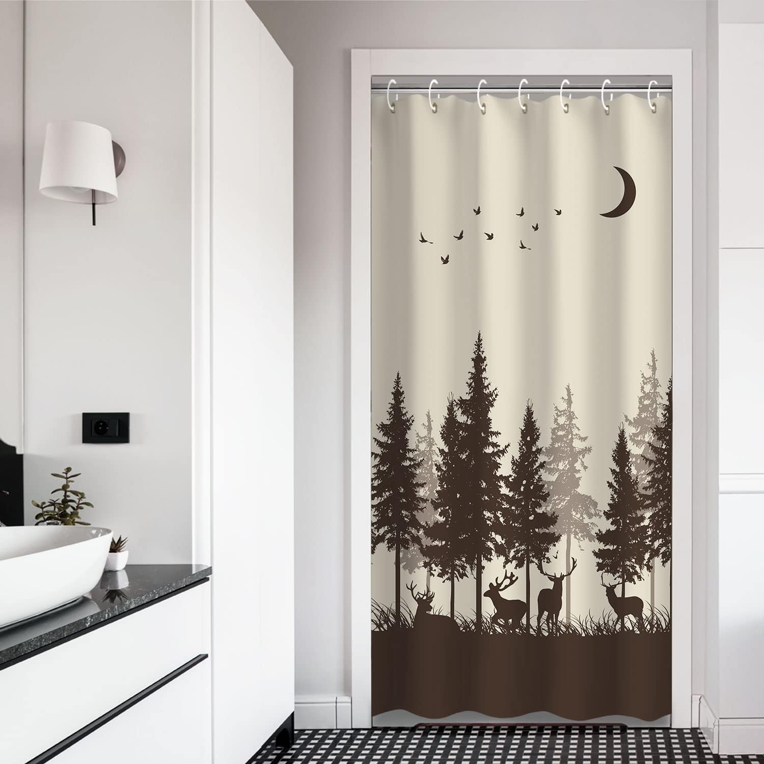 RosieLily Rustic Wildlife Shower Curtain Set with Hooks