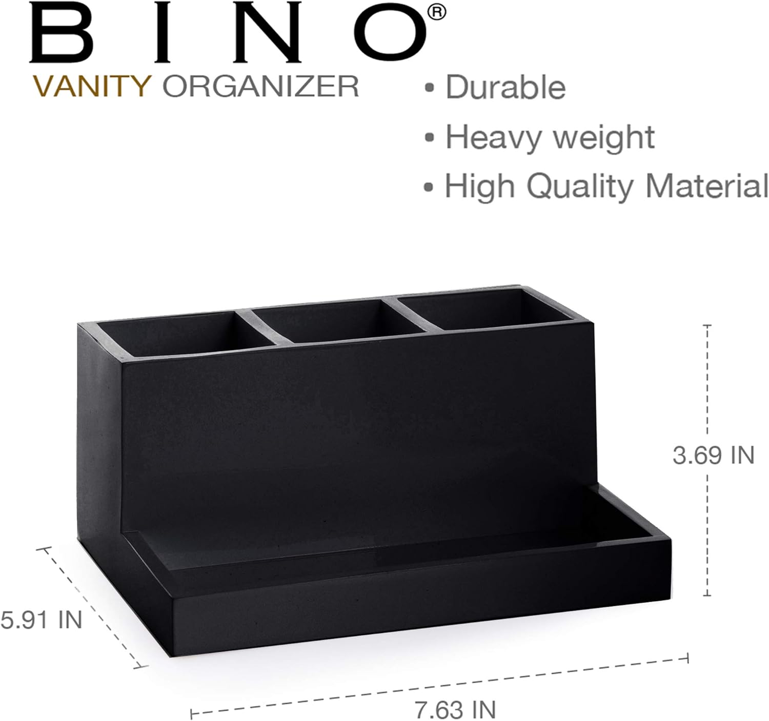 BINO 3 Compartment Organizer - Matte Black Marble Bathroom Accessories