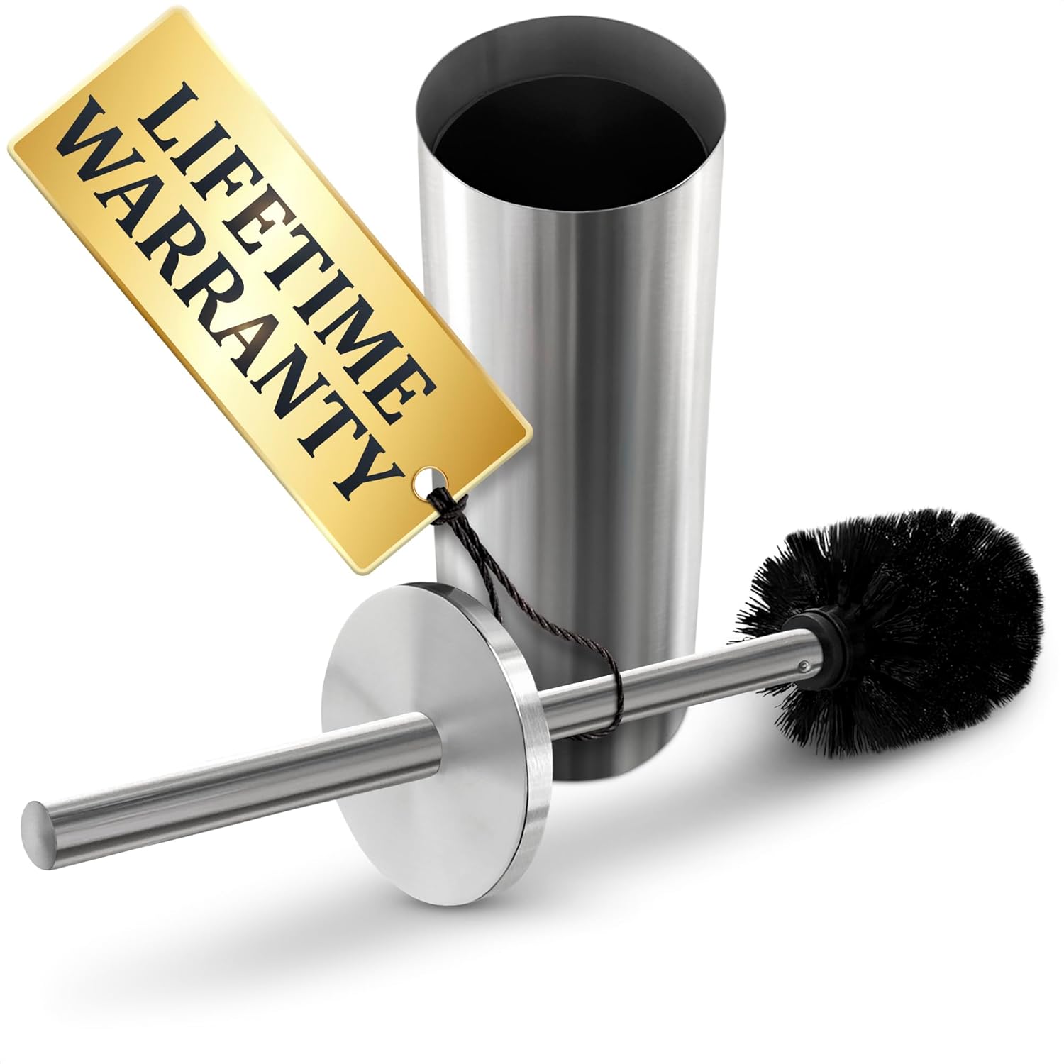 Novsix Stainless Steel Toilet Brush and Holder Set