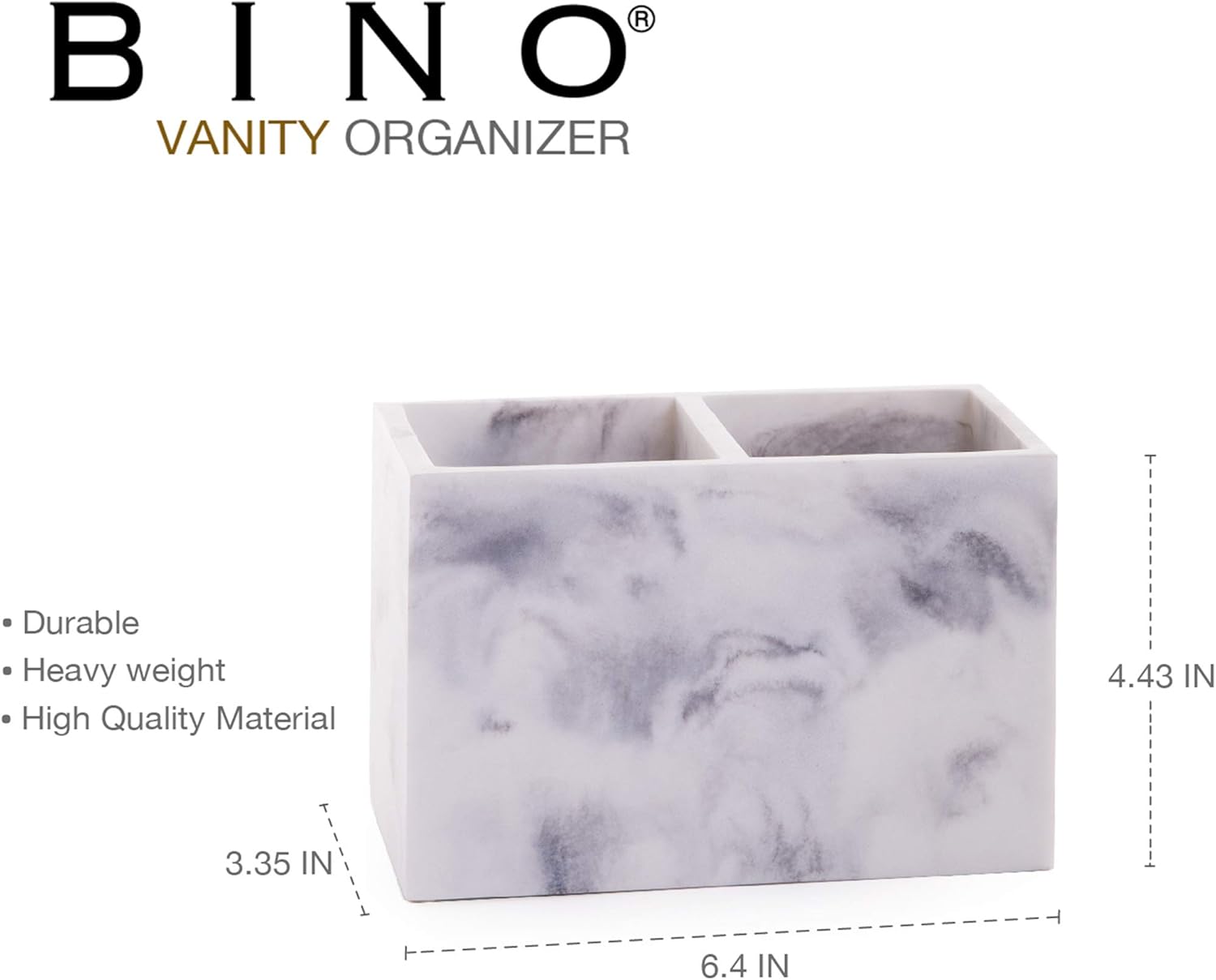 BINO Multi-Purpose 2 Compartment Organizer - Marble Style for Bathroom and Vanity