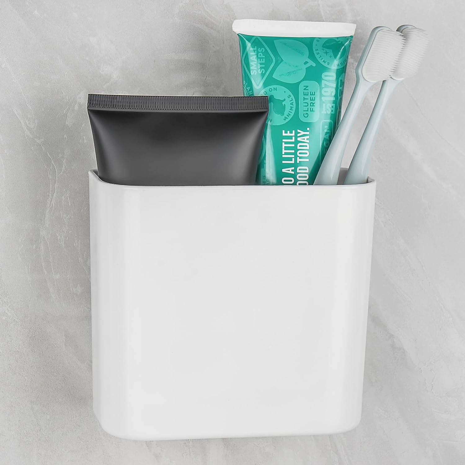 Multipurpose Wall Mount Toothbrush Holder with Cover White