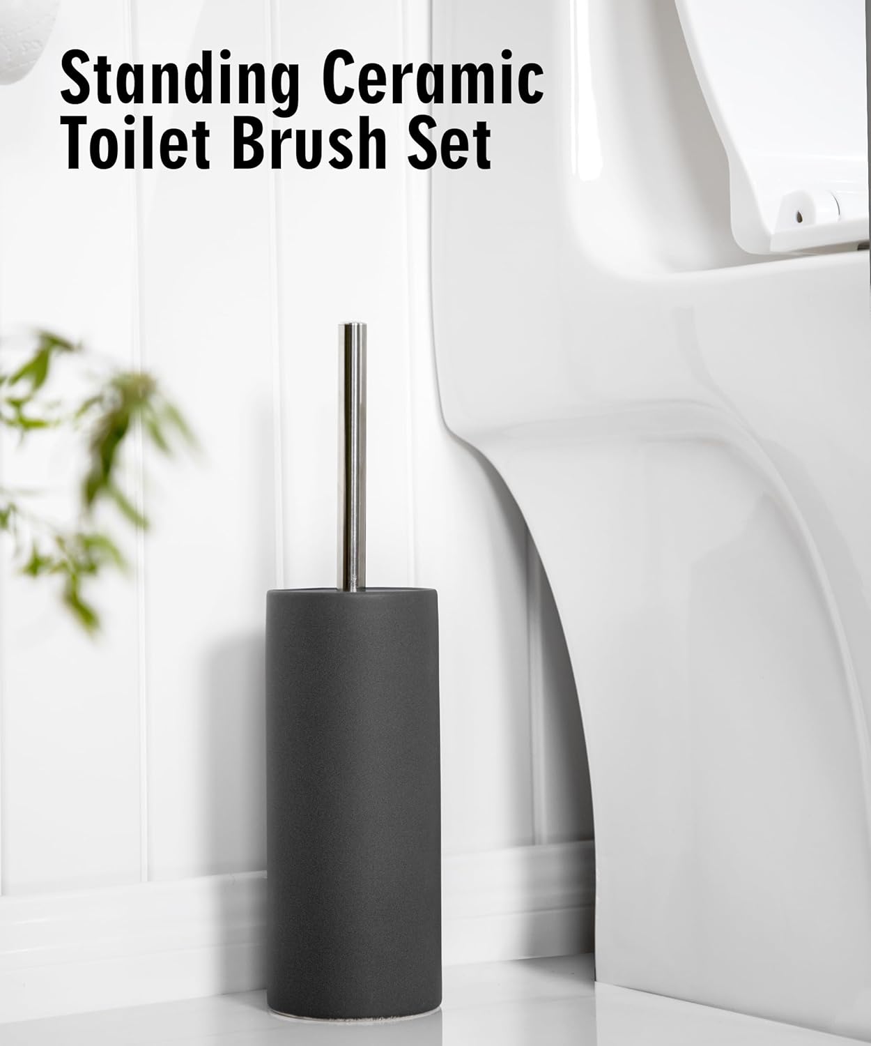 Viosuniu Matt White Ceramic Toilet Brush Set 1