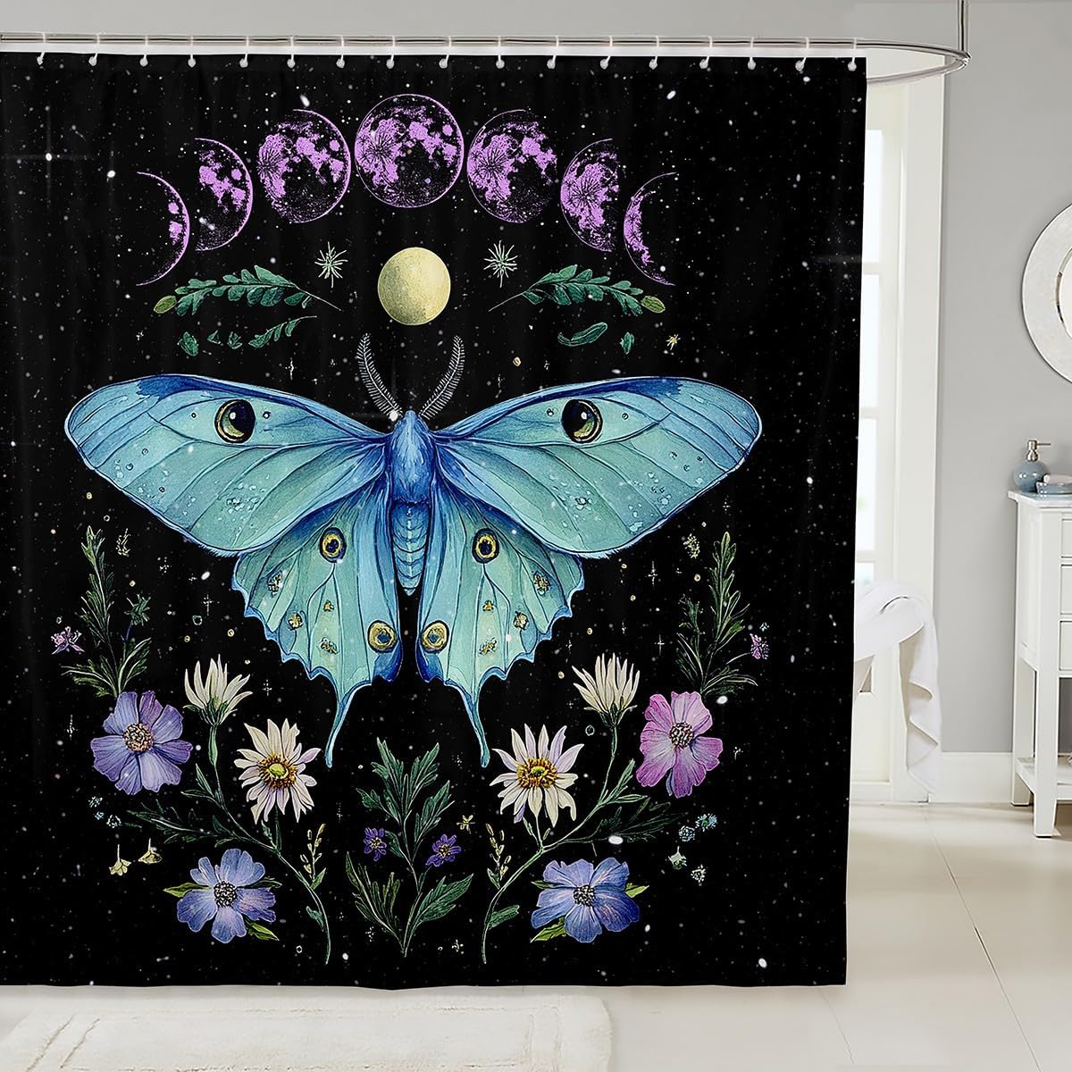 Feelyou Death Moth Shower Curtain Set 72x78