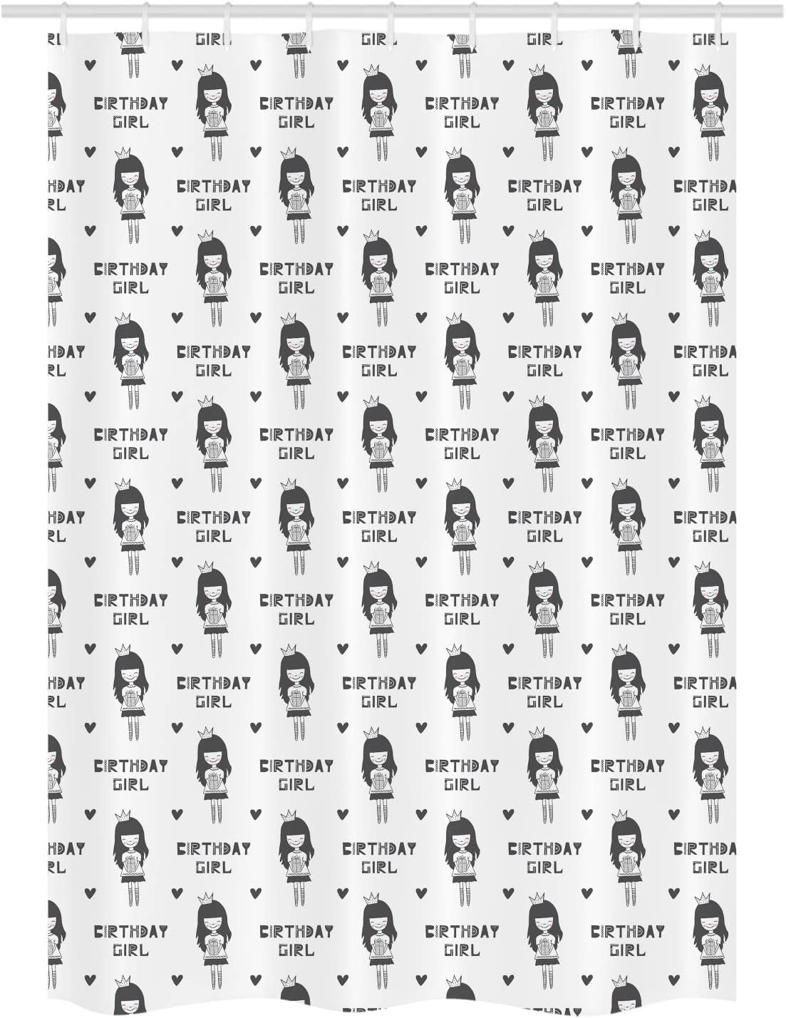 Ambesonne Birthday Stall Shower Curtain Set 54x78 White Grey Charcoal Grey