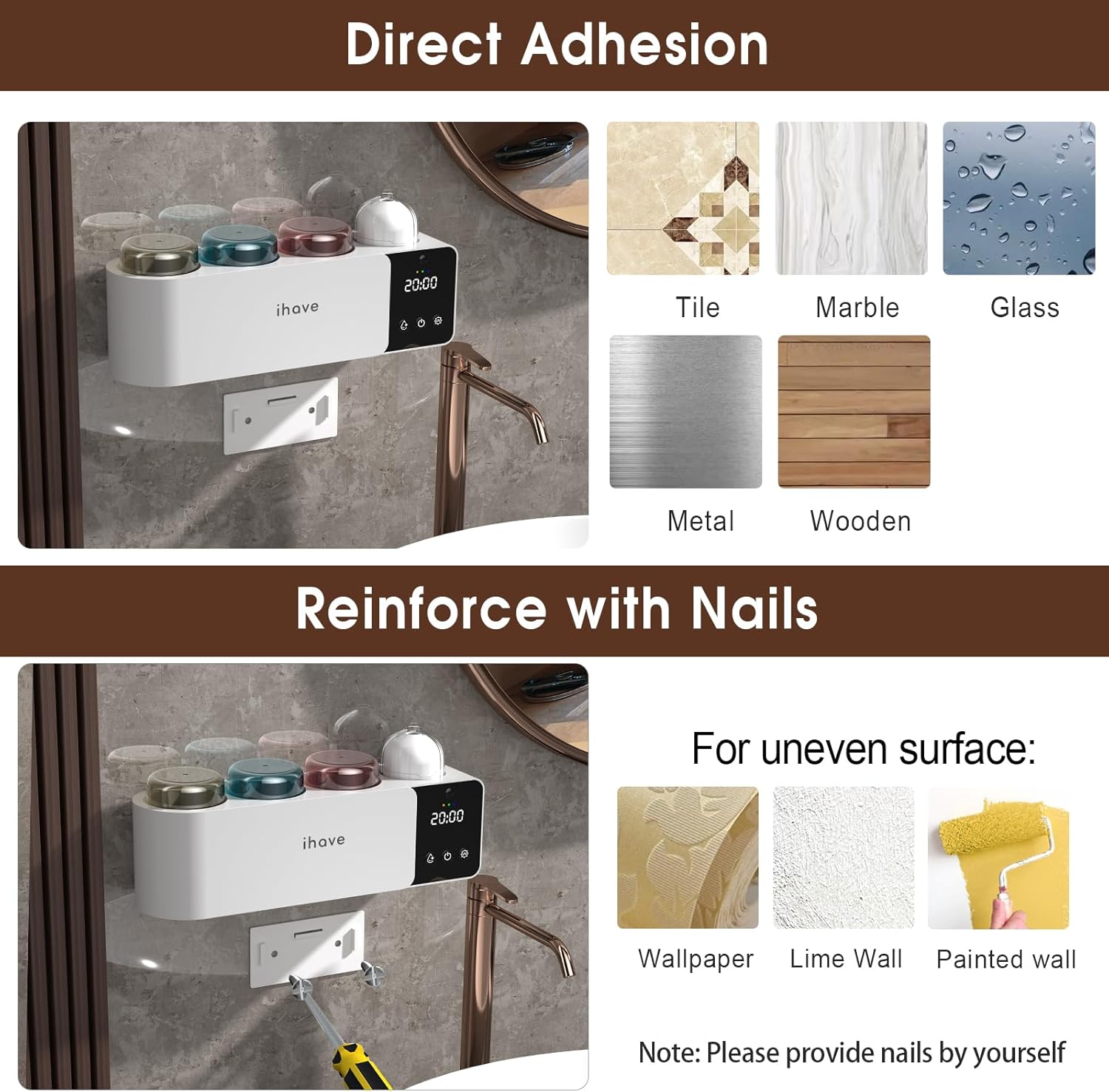 iHave UV Toothbrush Sanitizer and Holder with Aromatherapy and Night Light