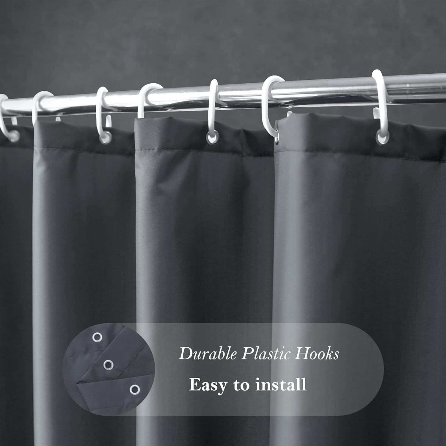 AooHome Extra Long Shower Curtain 72x84 Inch Dark Grey