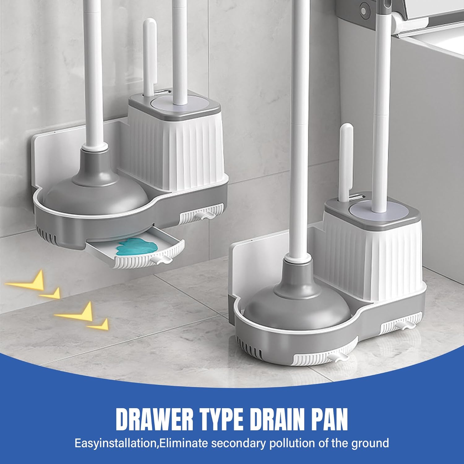 2 Pack Toilet Brush Set with Holder and Plunger