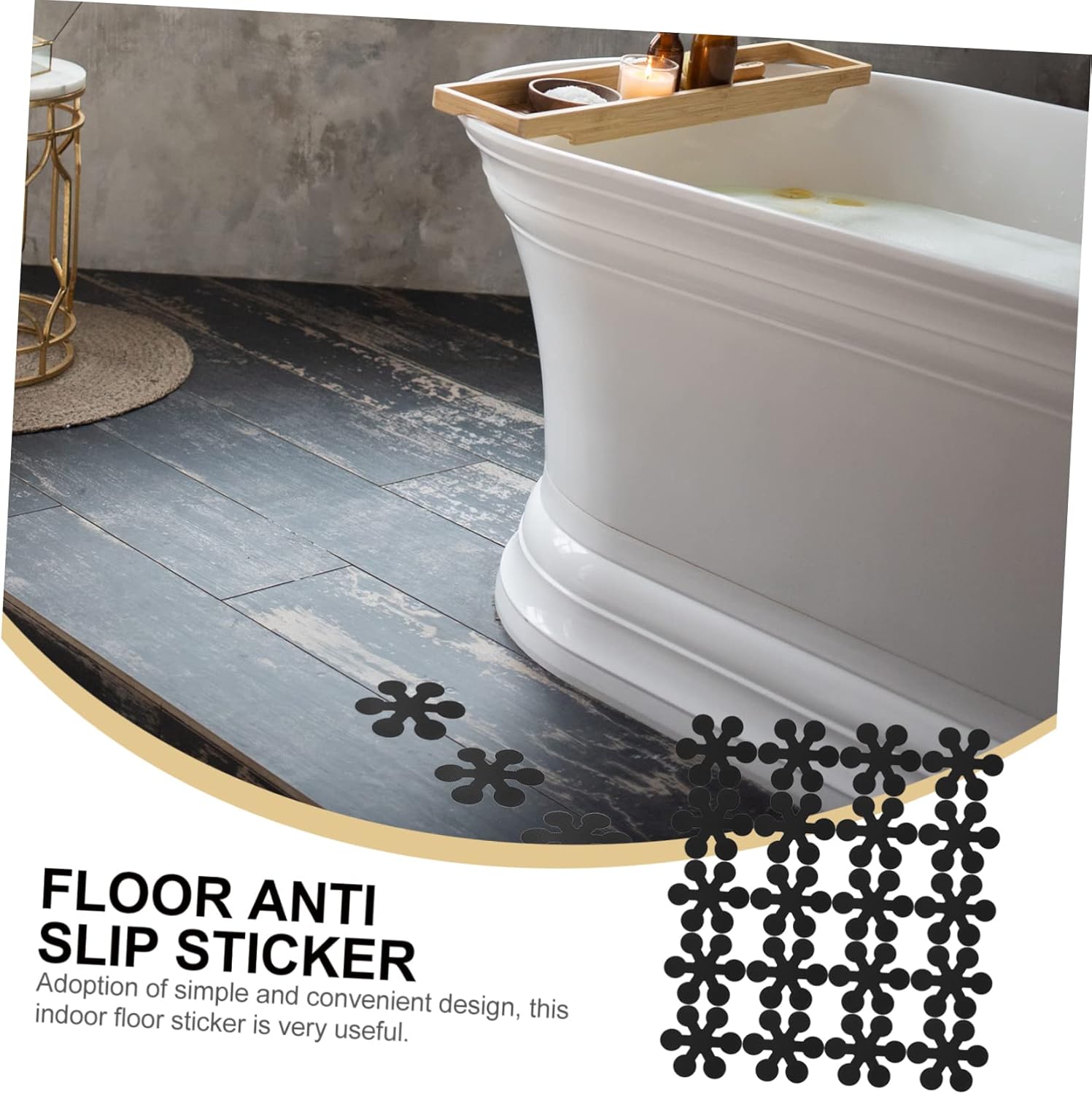 Ciieeo 20pcs Non-Slip Bath Stickers Waterproof Safety Adhesive Sticks Black
