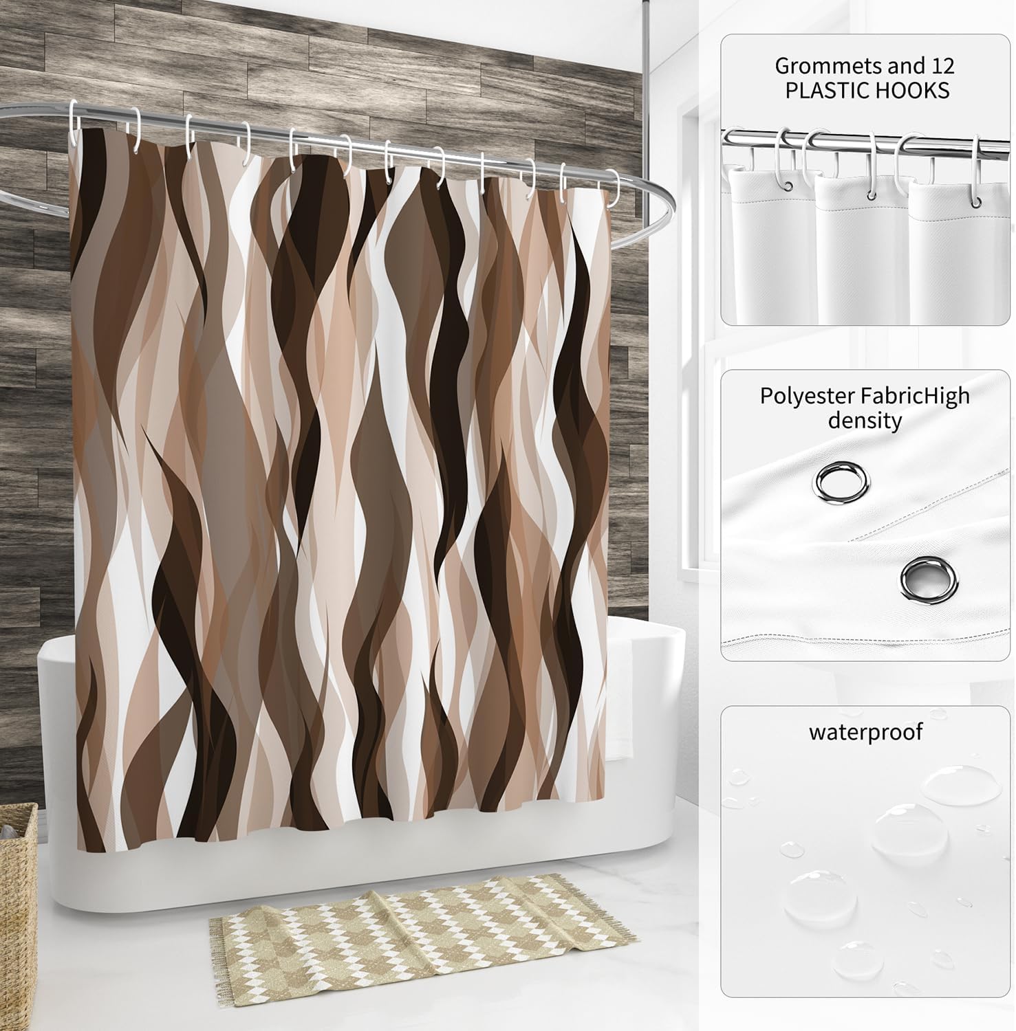 ChloropLastid Brown Modern Boho Shower Curtain