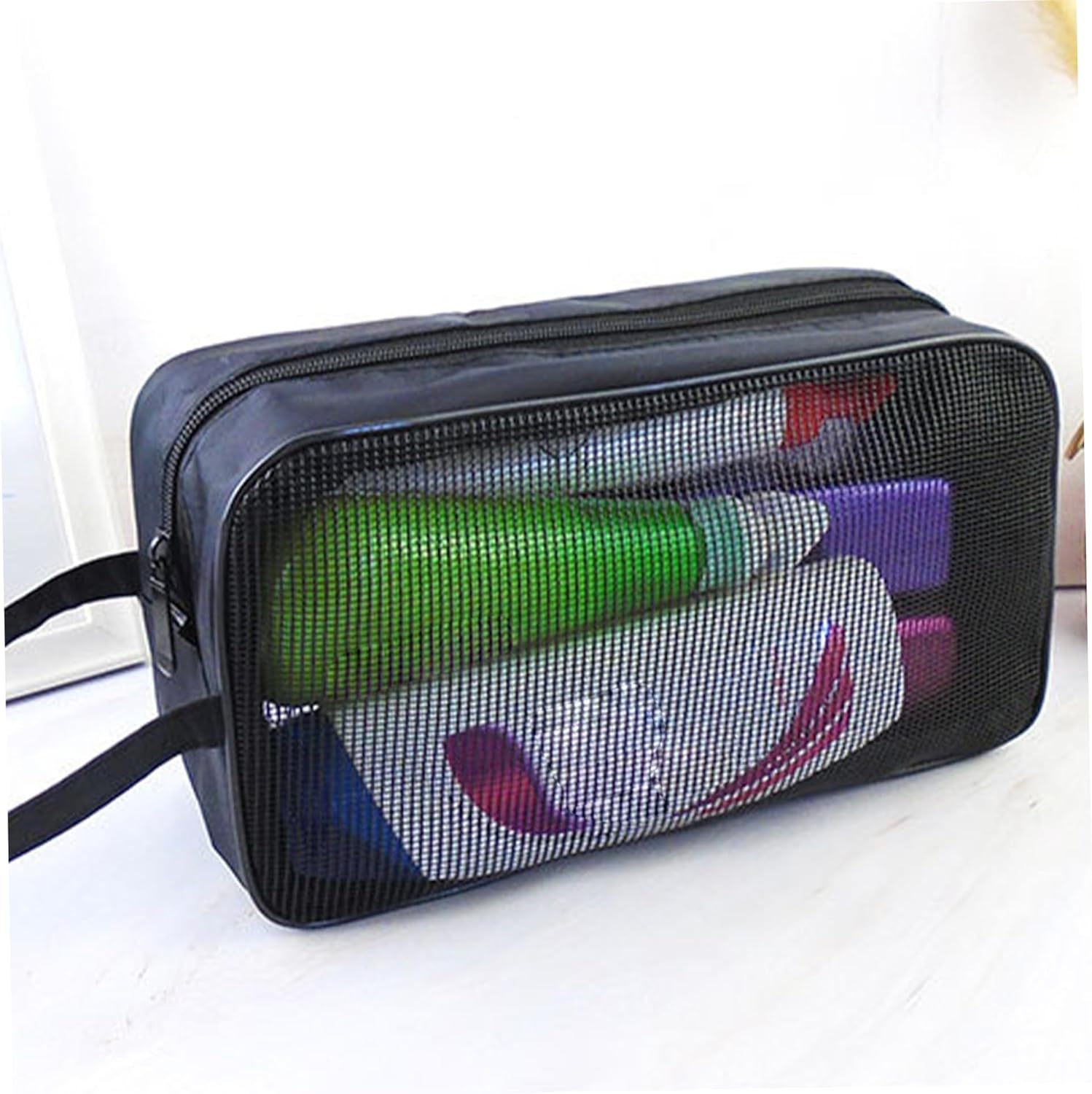 Muzrunq Mesh Shower Bag with Zipper Closure and Strap