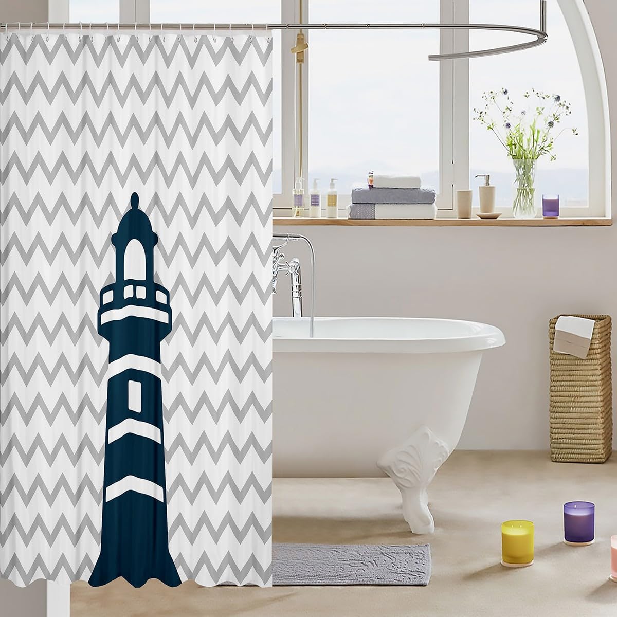 Feelyou Nautical Themed Shower Curtain Set 72x78