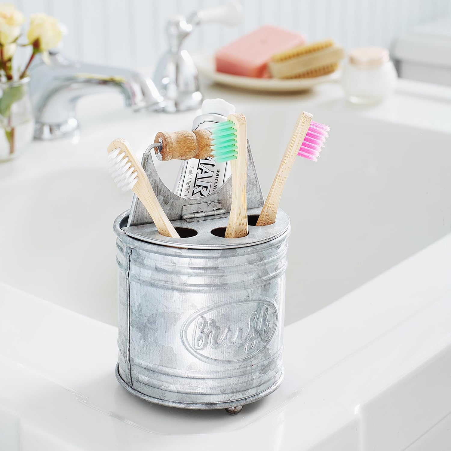Autumn Alley Galvanized Toothbrush Holder - Farmhouse Style