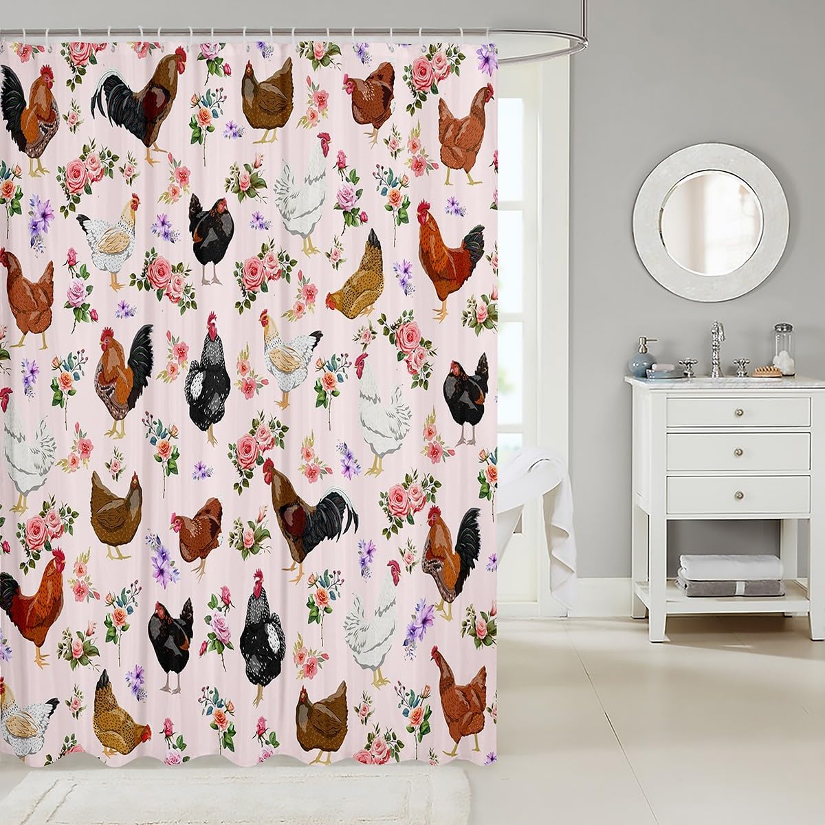 Feelyou 72x78 Inch Cute Animals Shower Curtain Set
