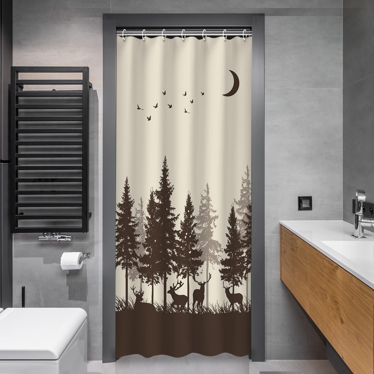 RosieLily Rustic Wildlife Shower Curtain Set with Hooks