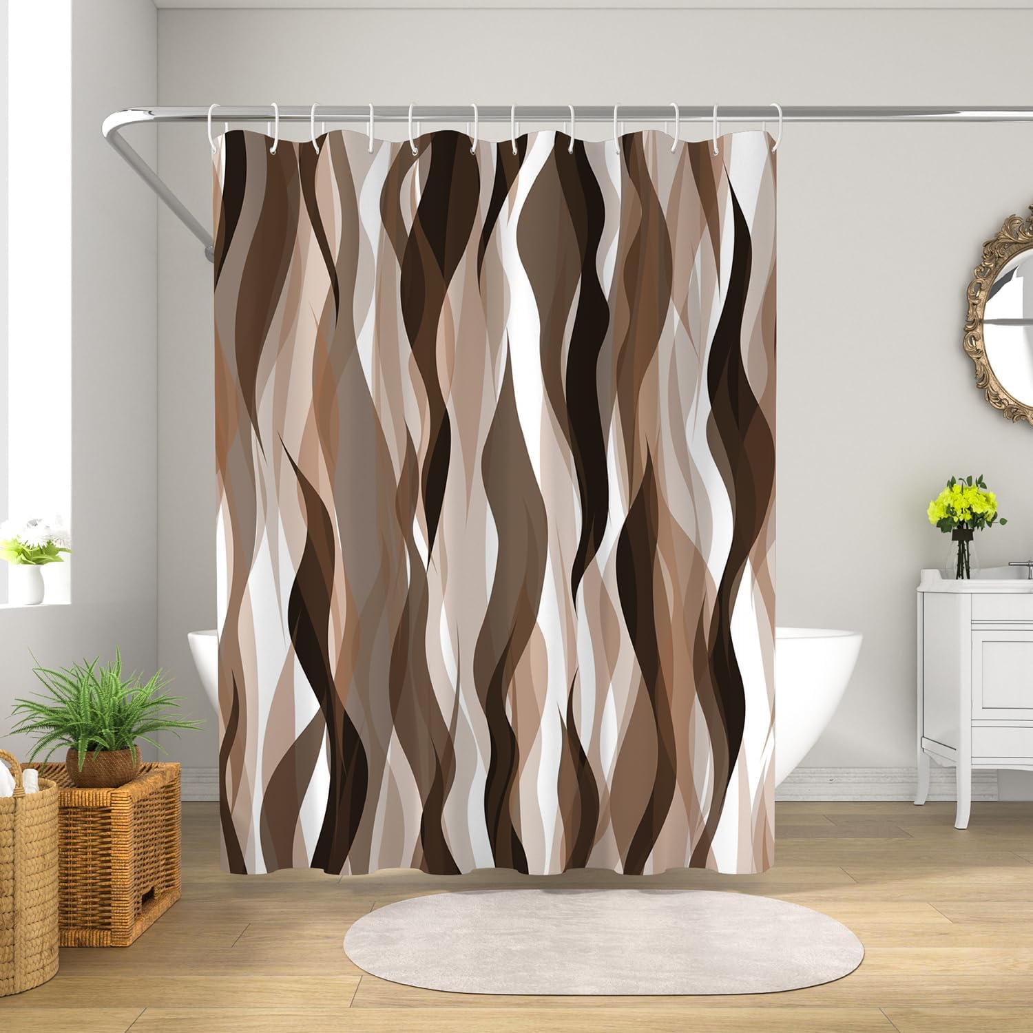 ChloropLastid Brown Modern Boho Shower Curtain