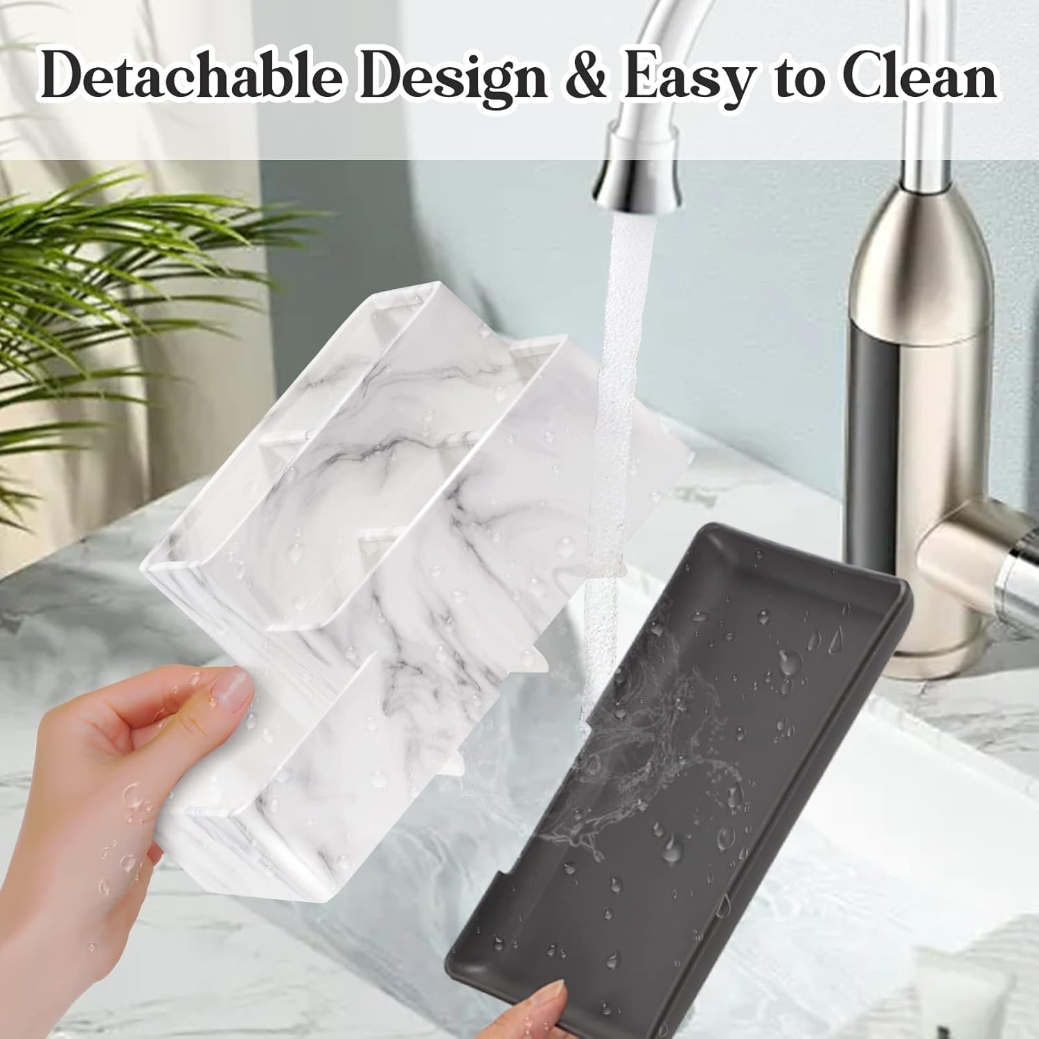 DoubleCare Detachable Toothbrush and Toothpaste Holder with 5 Compartments