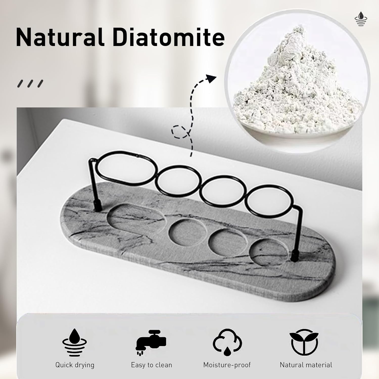 Cmreasj Metal Toothbrush Holder with Diatomite Base 1