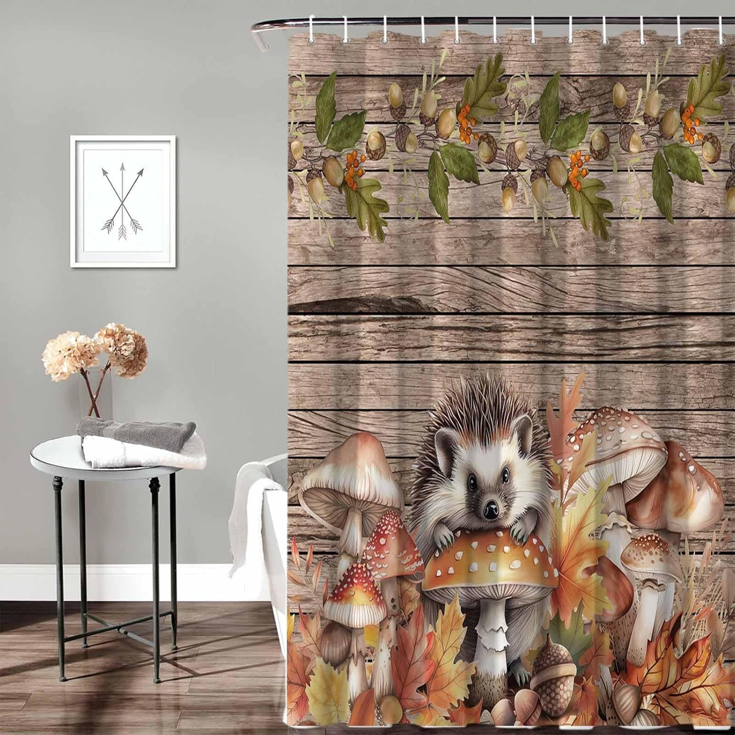 Funnywall88 72x72 Inch Waterproof Shower Curtain Set with 12 Hooks