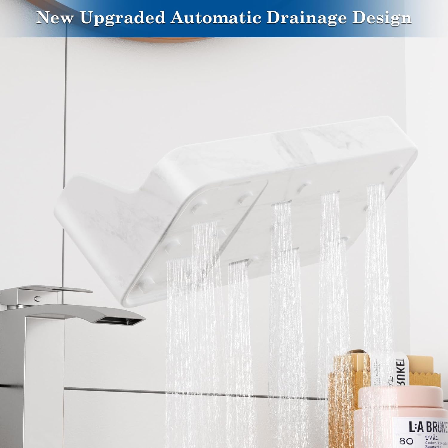 Polinook Marble Bathroom Countertop Organizer