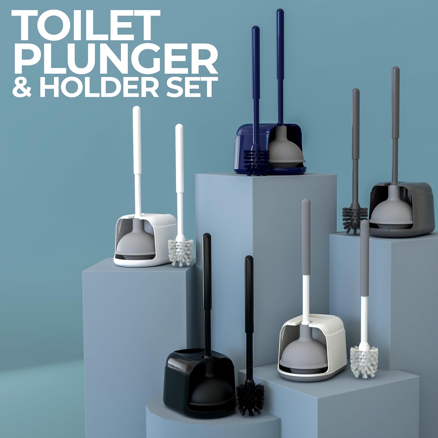 Utopia Home Toilet Plunger and Brush Set with Holder