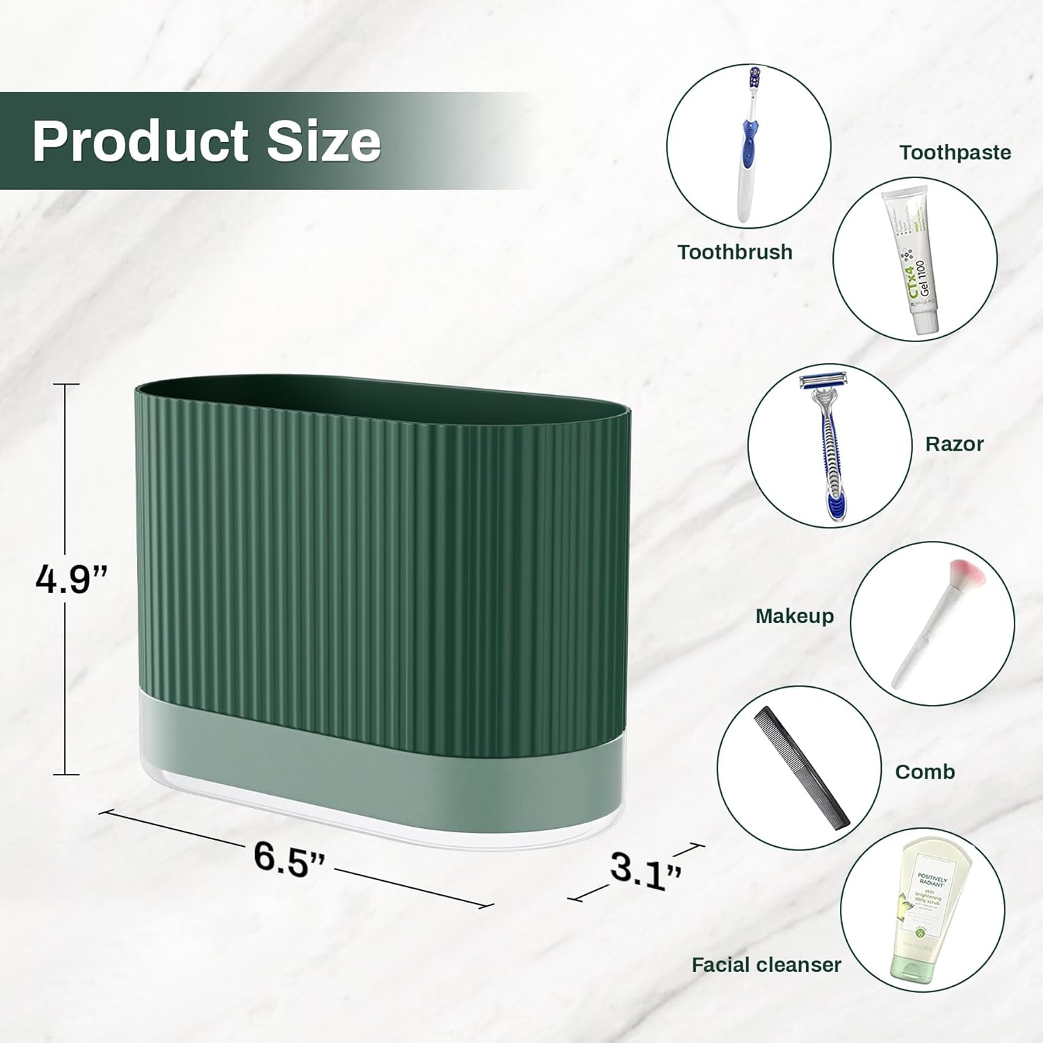 Green Kids Toothbrush Holder with Drainage and Drip Tray