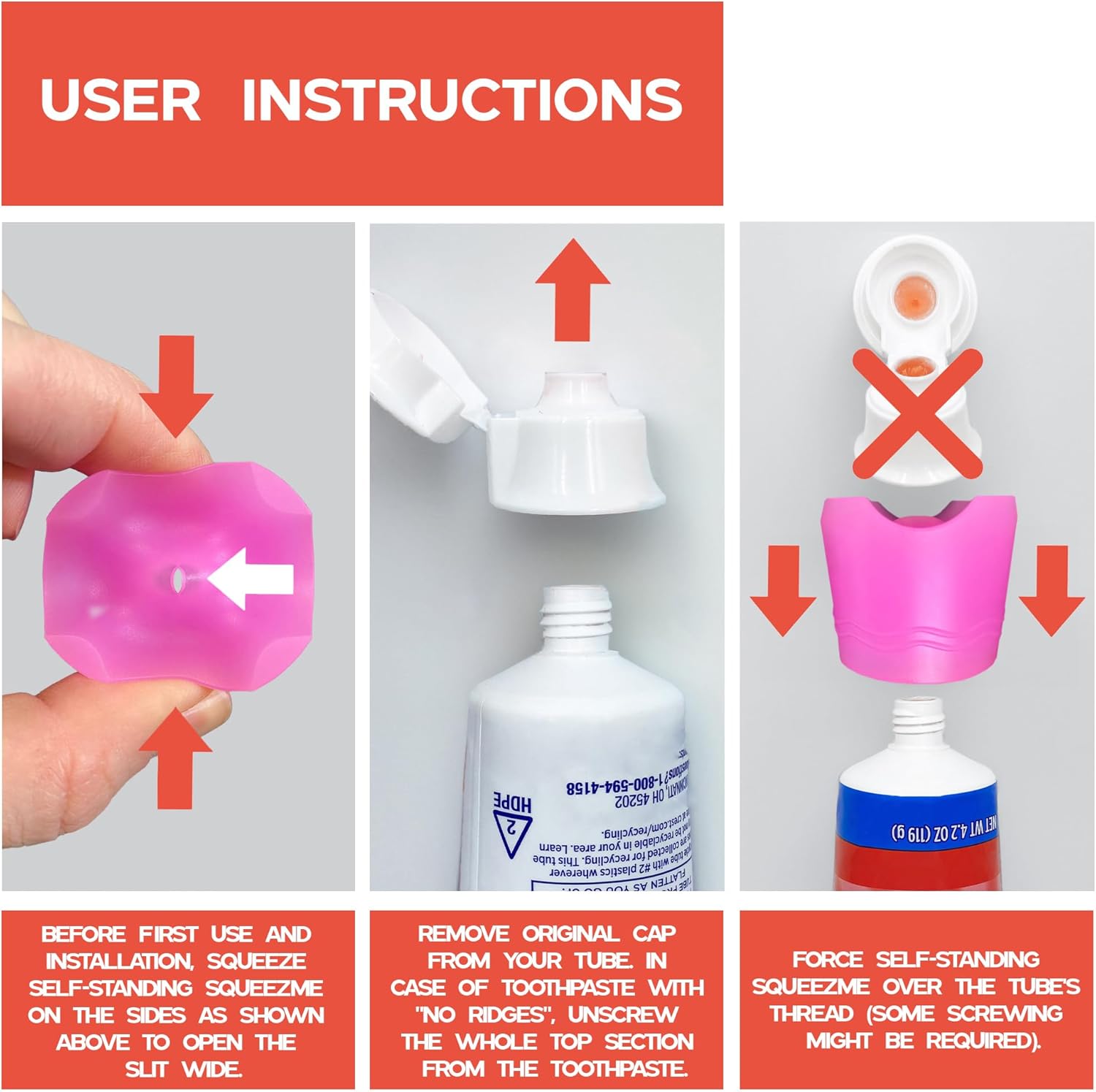 Chrome Cherry SqueezMe Self-Closing Toothpaste Cap Silicone Lid for Kids Adults