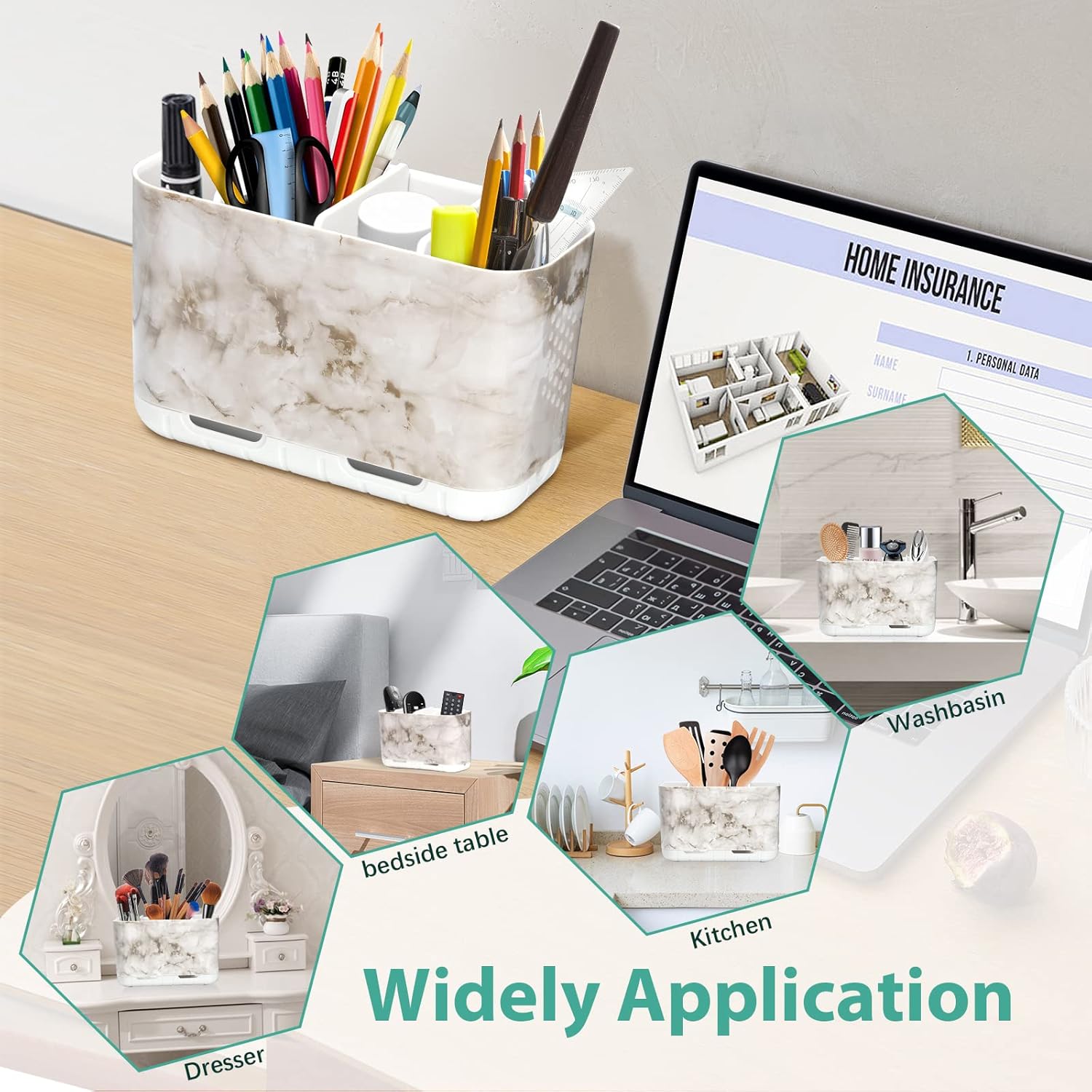 Boperzi 6-Slot Marble Toothbrush Holder with Drainage