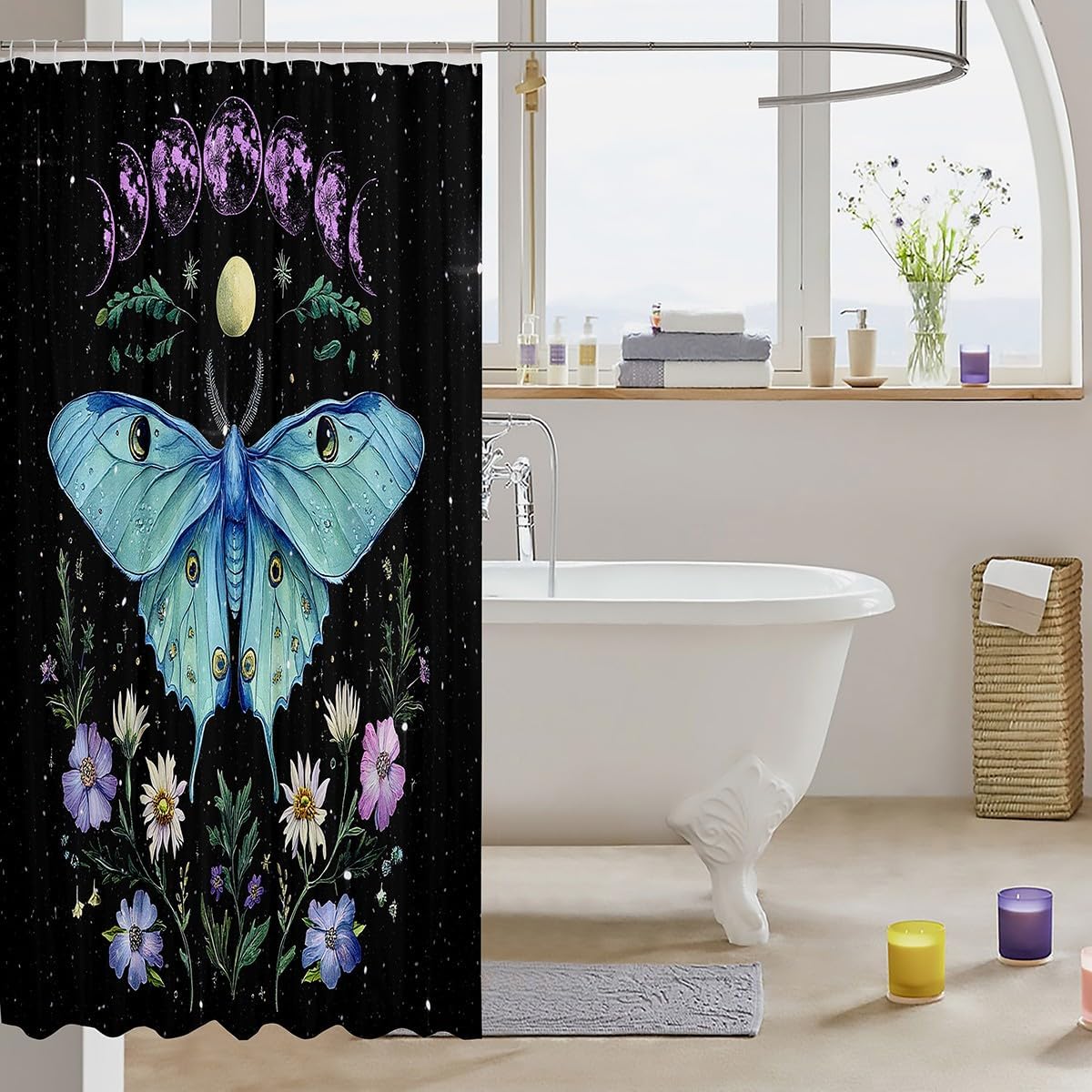 Feelyou Death Moth Shower Curtain Set 72x78