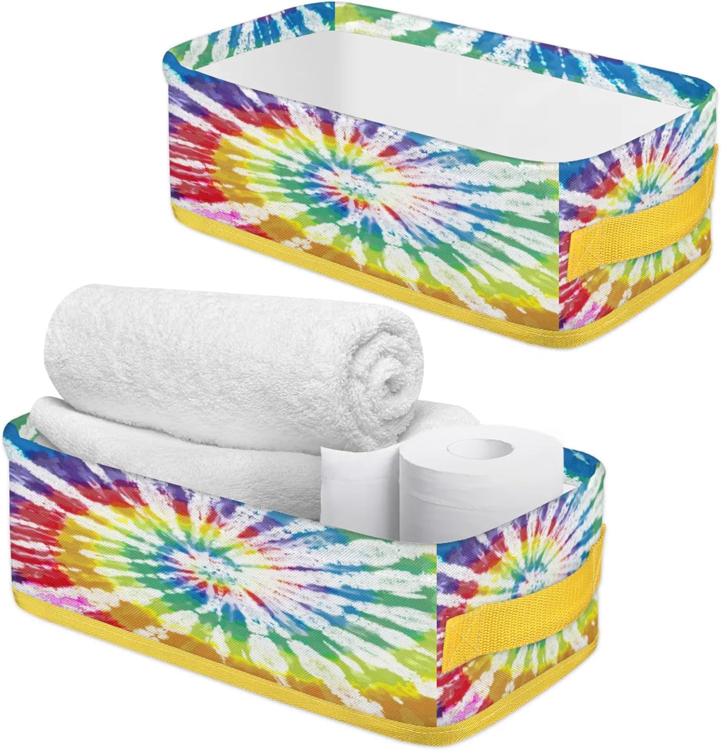 Snatocys Tie Dye Toilet Paper Basket with Handles 1