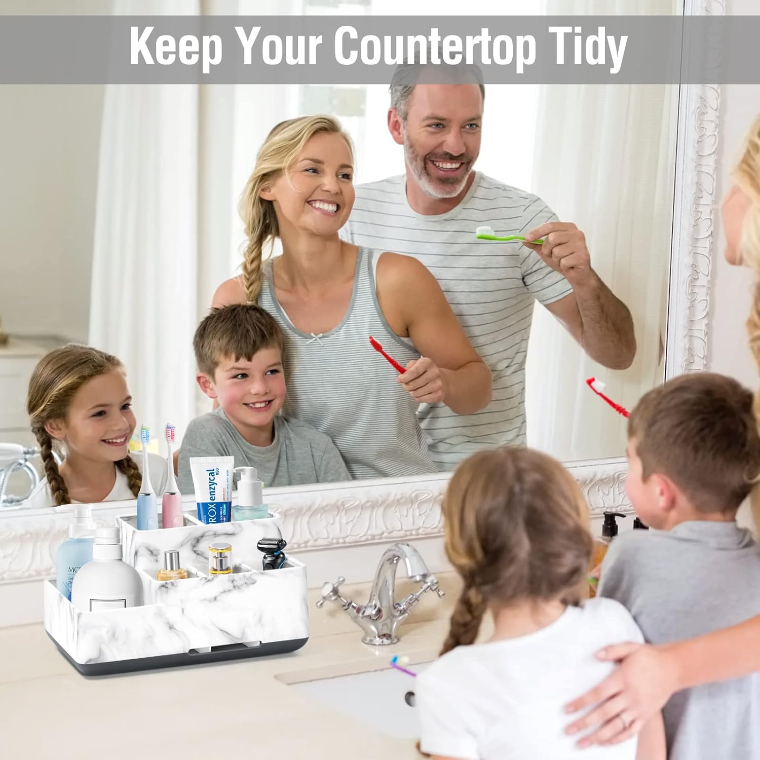 7CDXD Multi-Compartment Toothbrush Holder Organizer